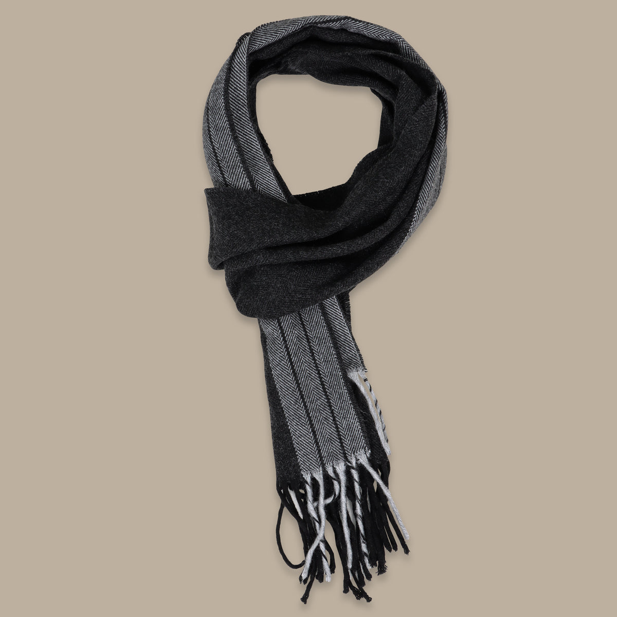 Black Herringbone Scarf