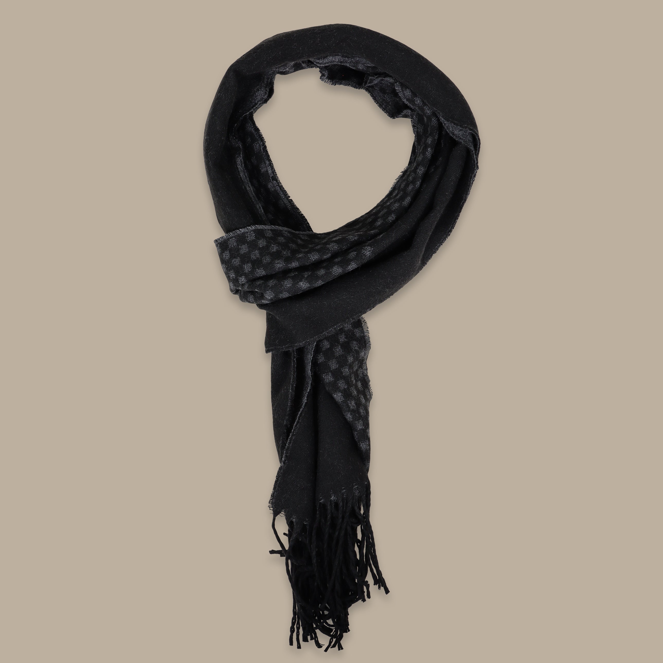 Black Essence Scarf: Half-Dot Pattern