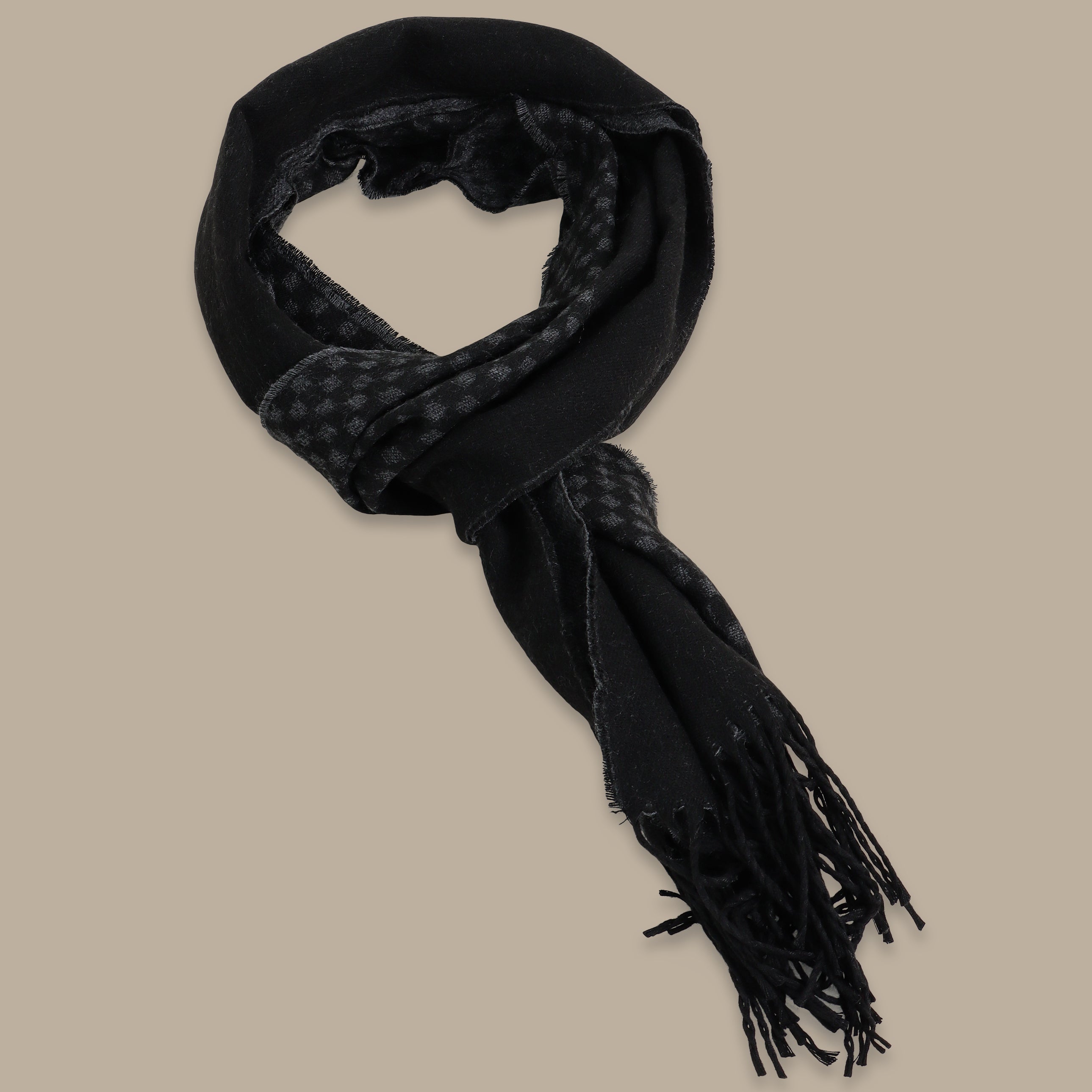 Black Essence Scarf: Half-Dot Pattern