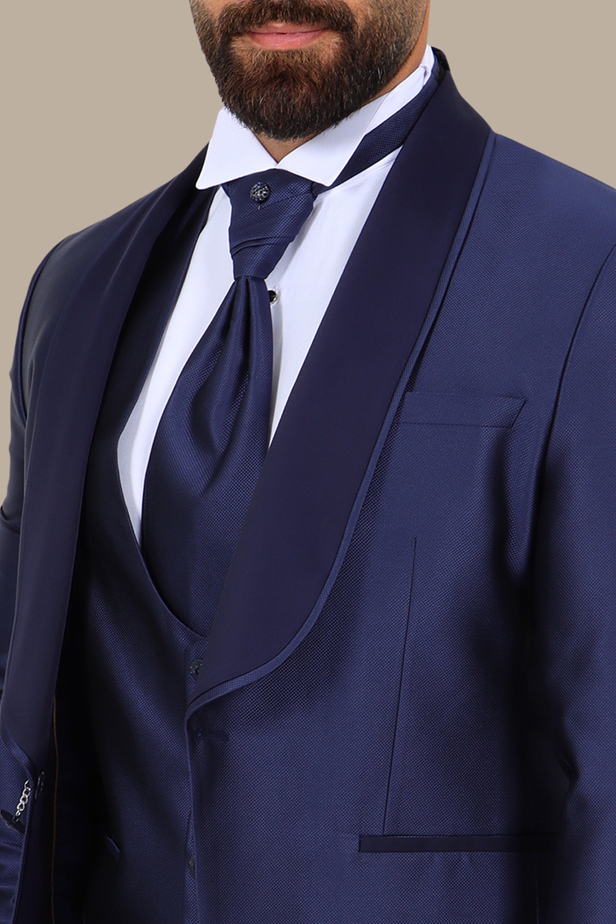 4-Piece Tuxedo Shawl Collar Piquet Navy