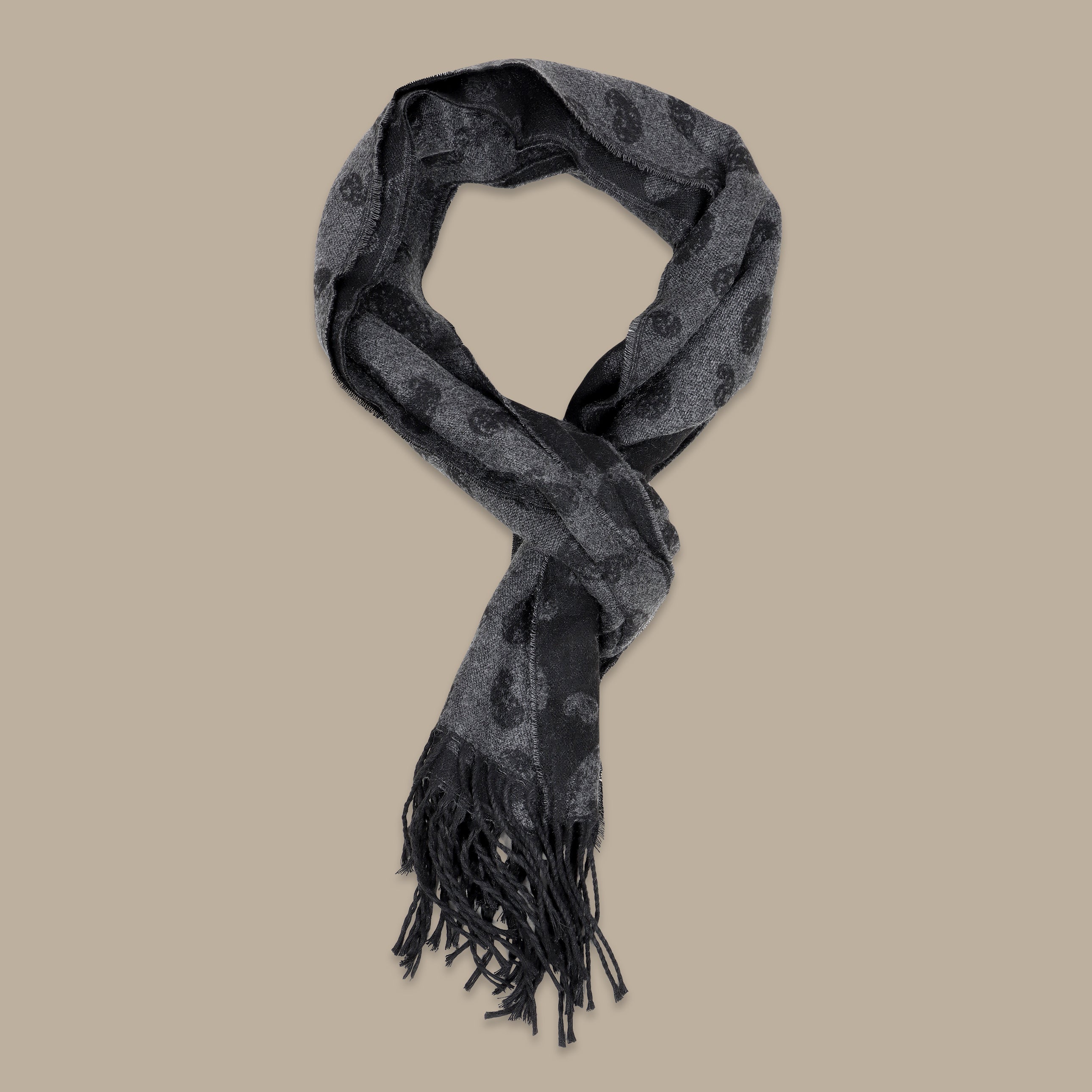 Black Printed Cashmere Scarf