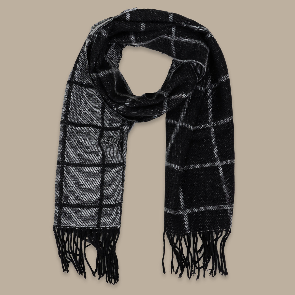 Black Big Checks Scarf