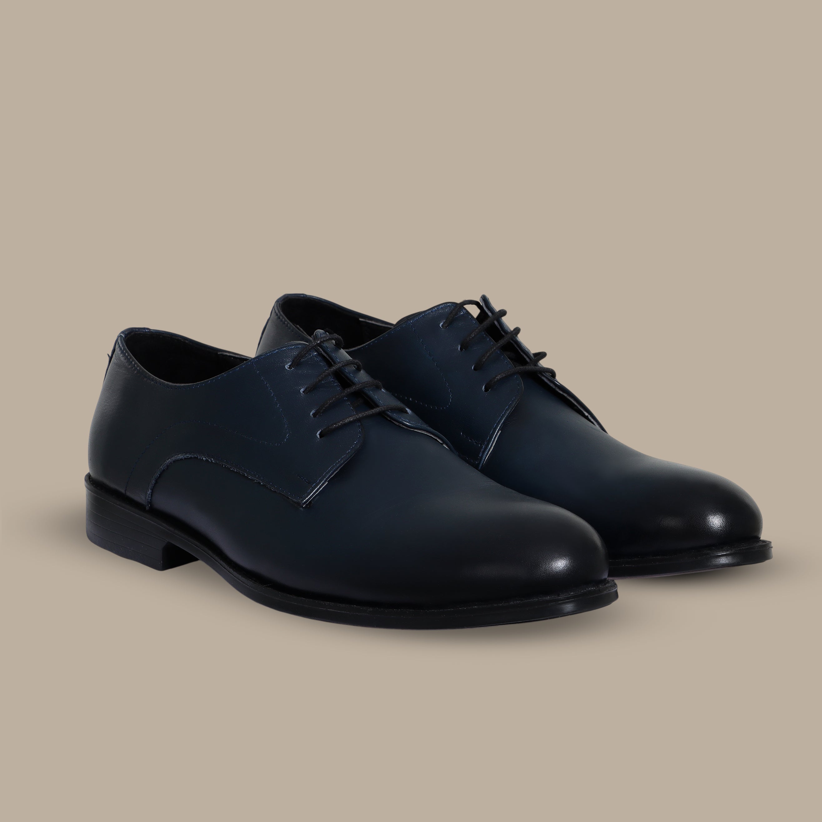 Navy Leather Blucher Shoes