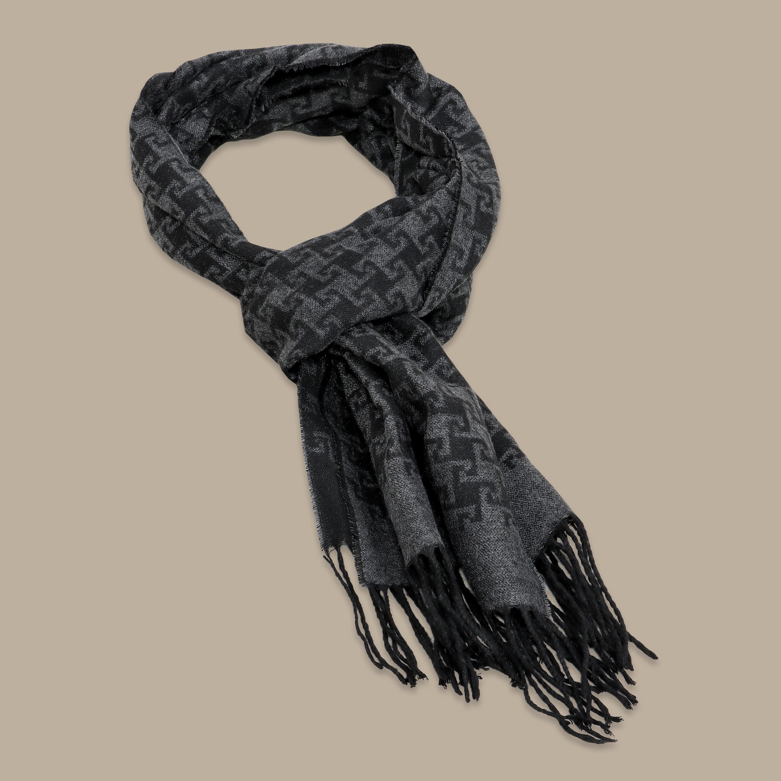 Geometric Pattern Scarf in Grey