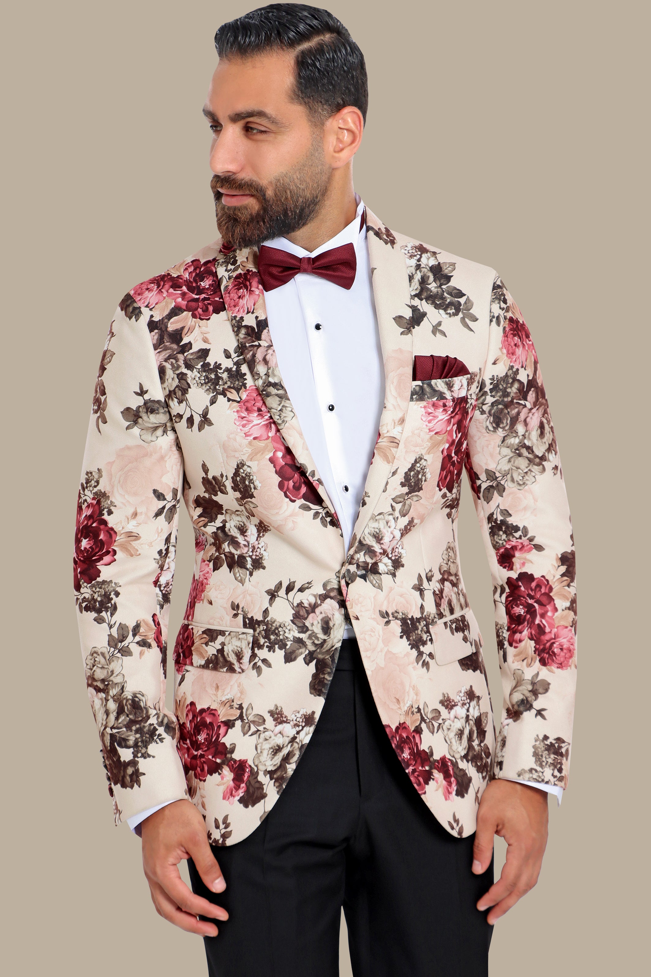 Scarlet Blossom: Red Floral FV Blazer