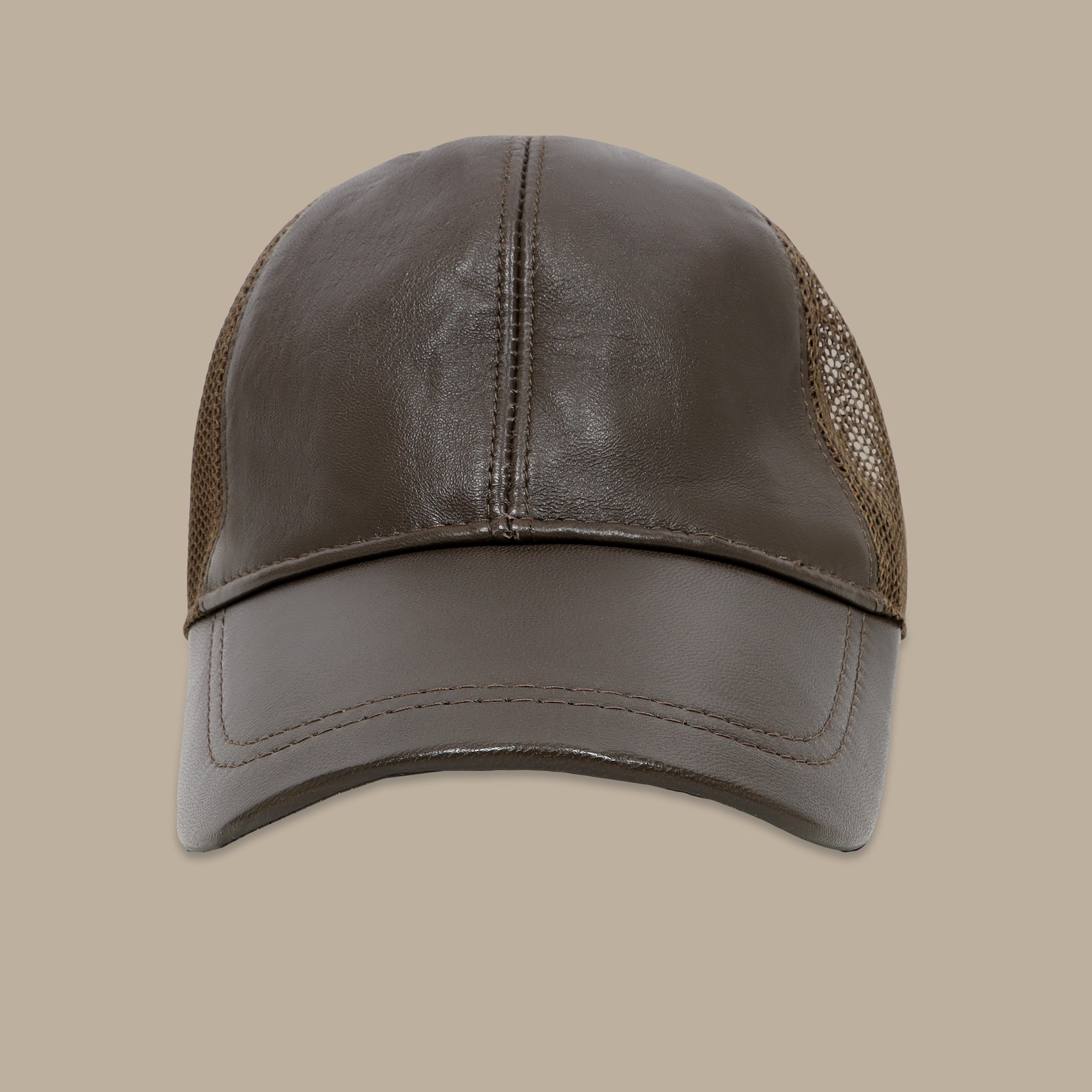 Khaki Half Leather Hat