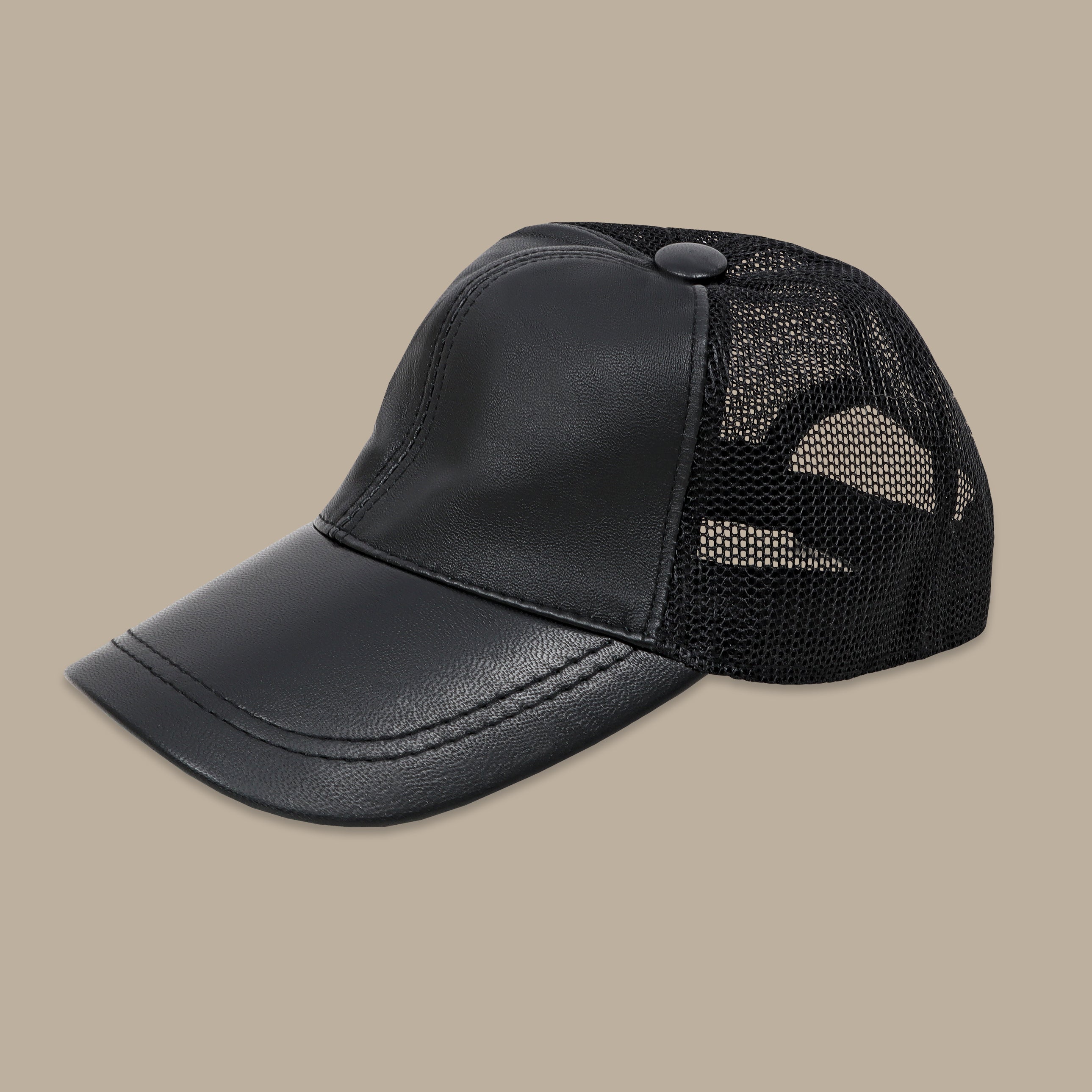 Black Half Leather Hat