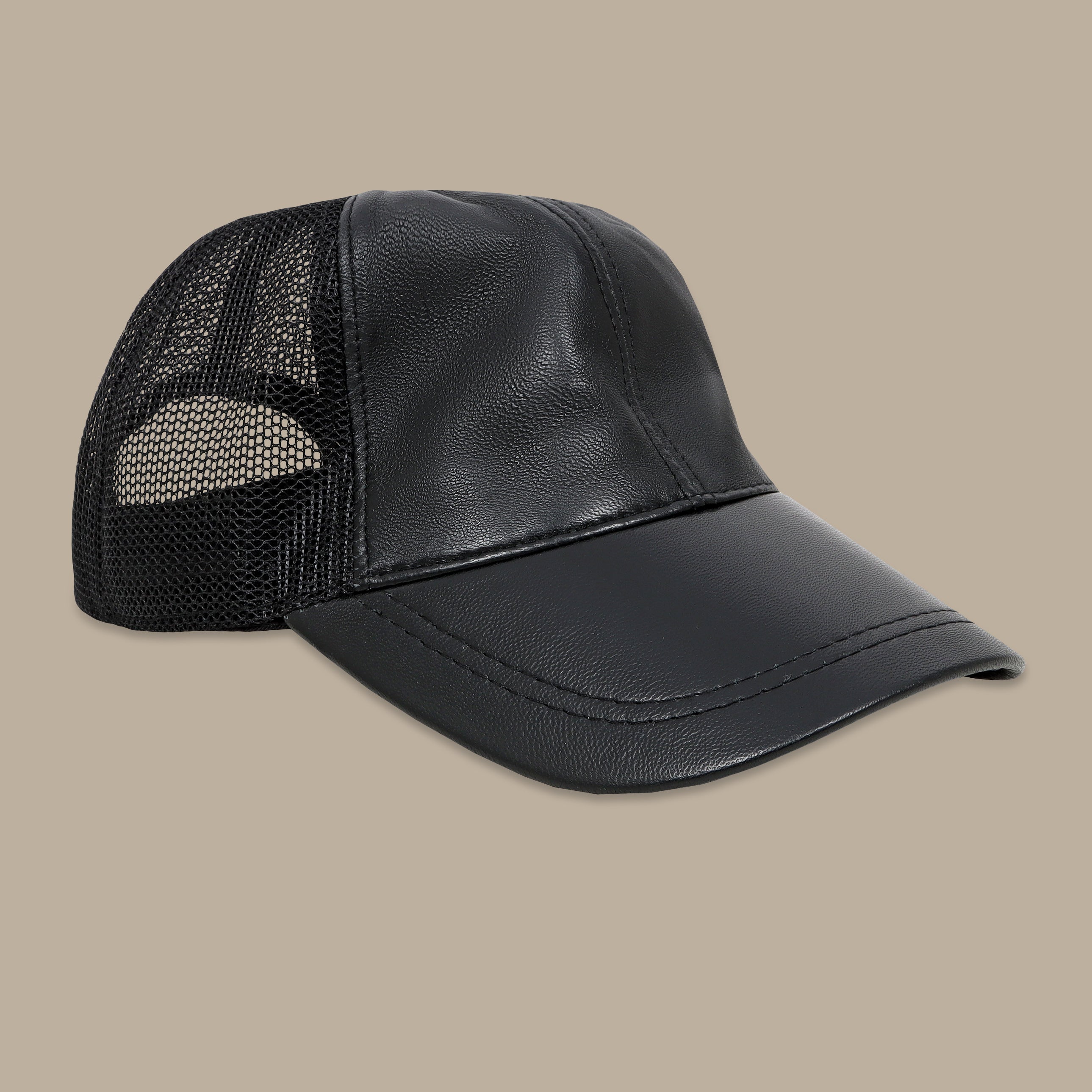 Black Half Leather Hat