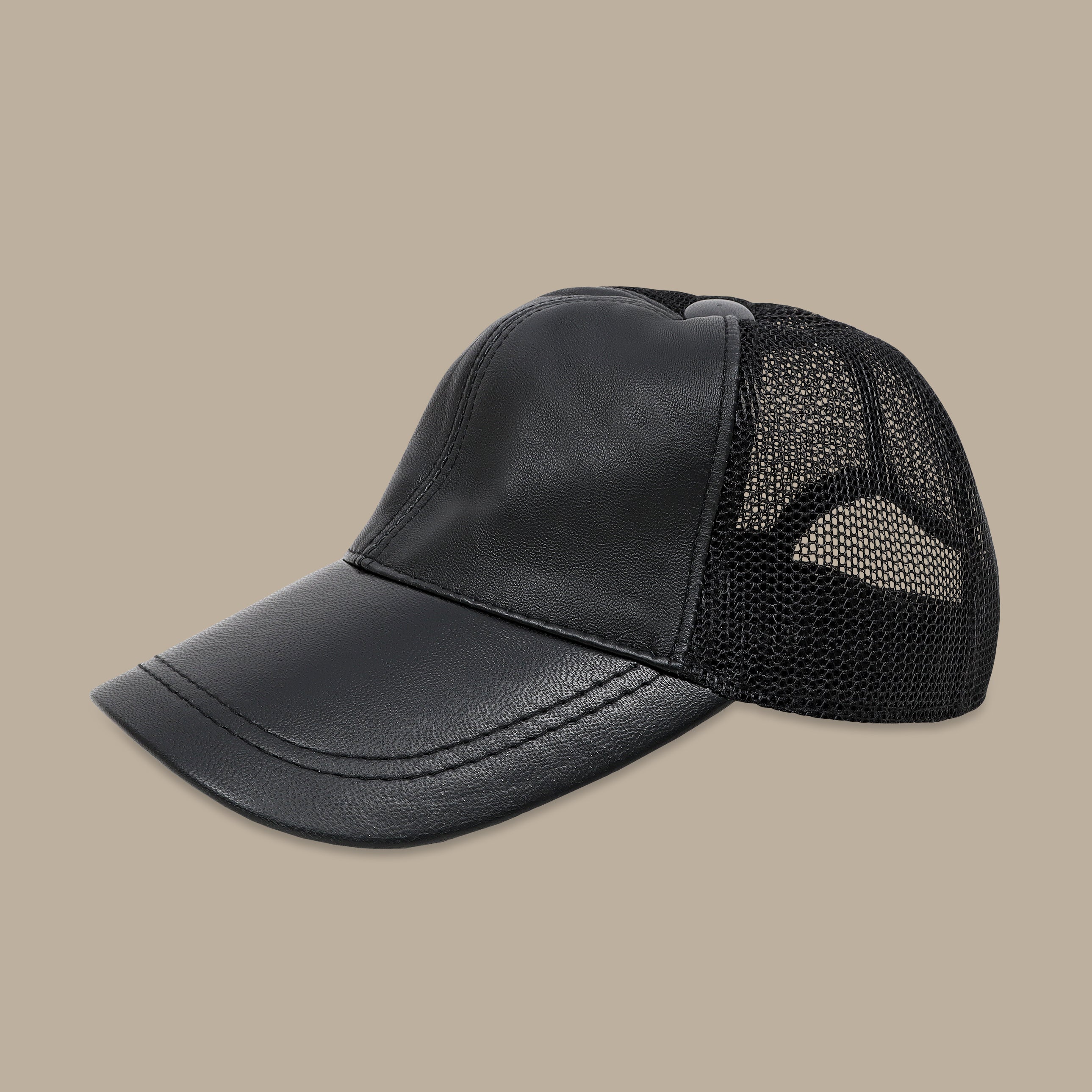 Black Half Leather Hat