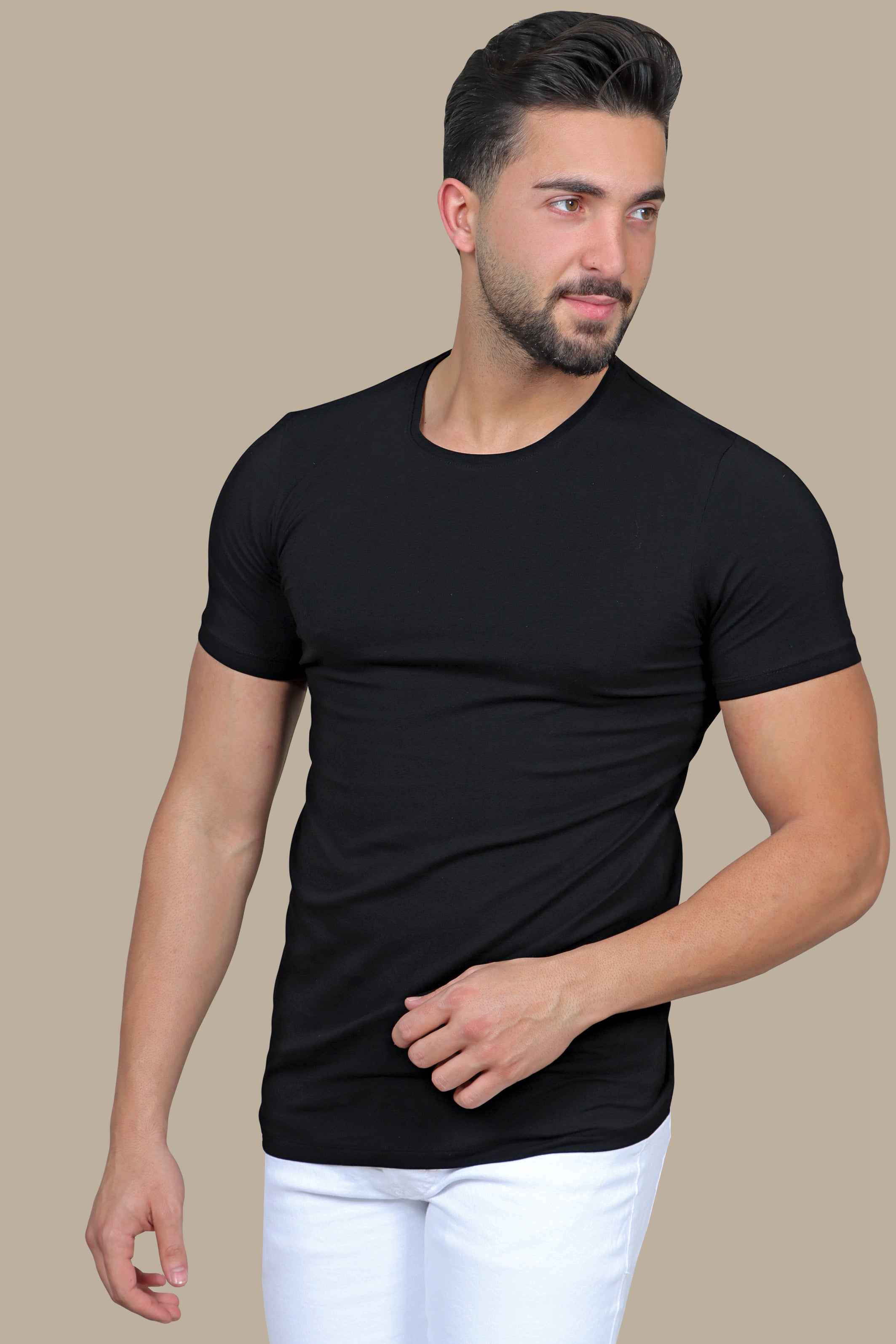 Classic Noir: Black Short Sleeve Basic T-Shirt