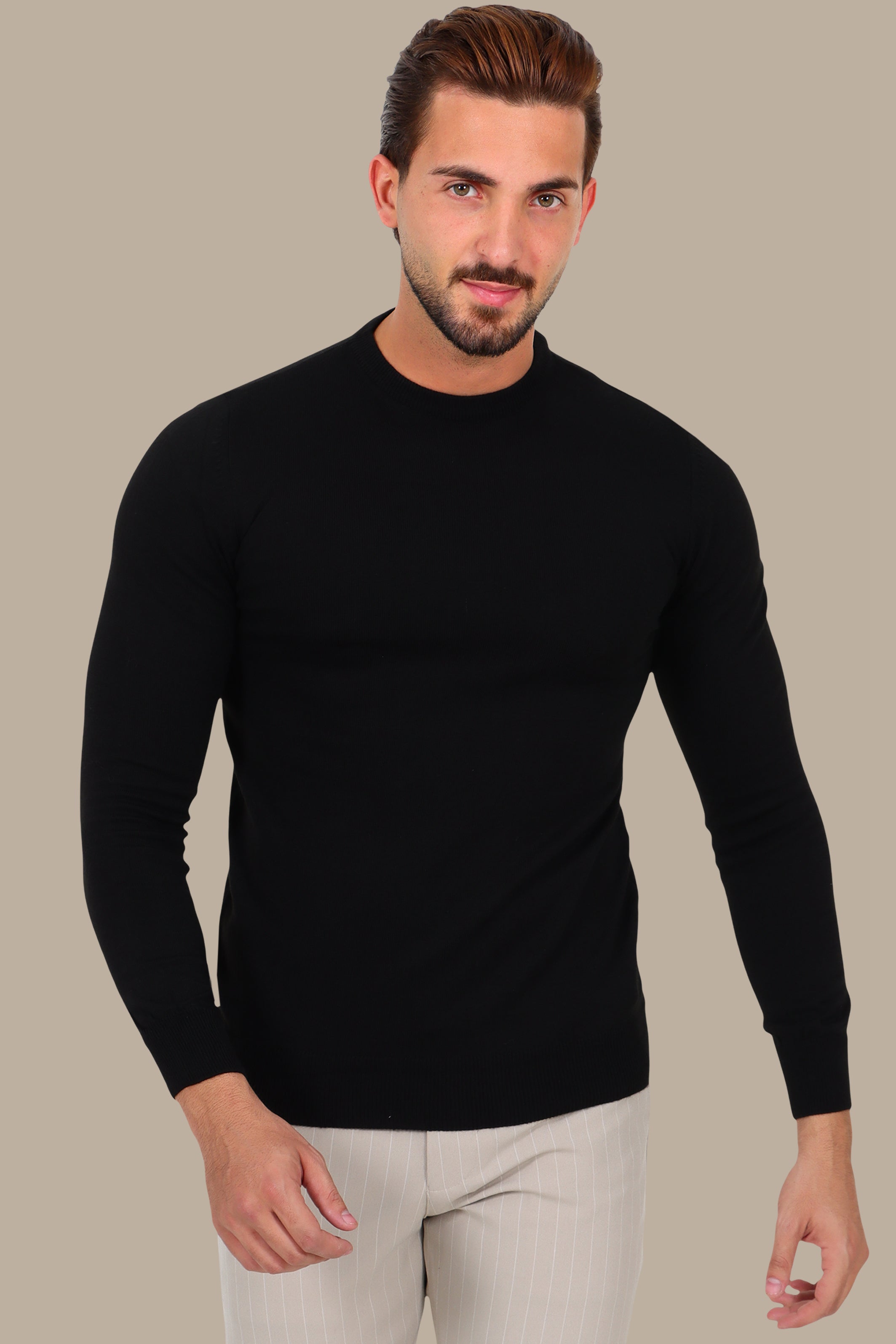 Black Round Neck Basic Sweater