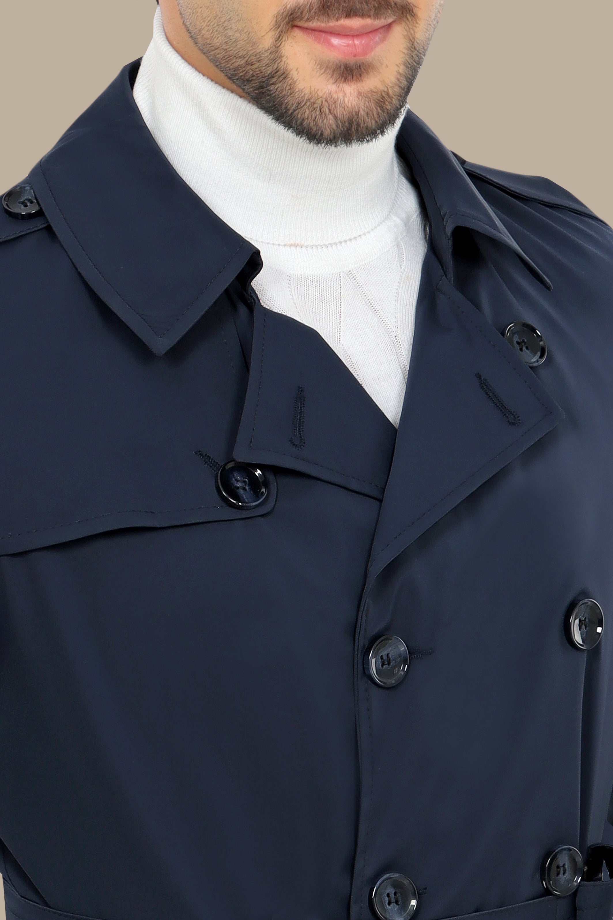 Classic Double-Breasted Navy Trench Coat