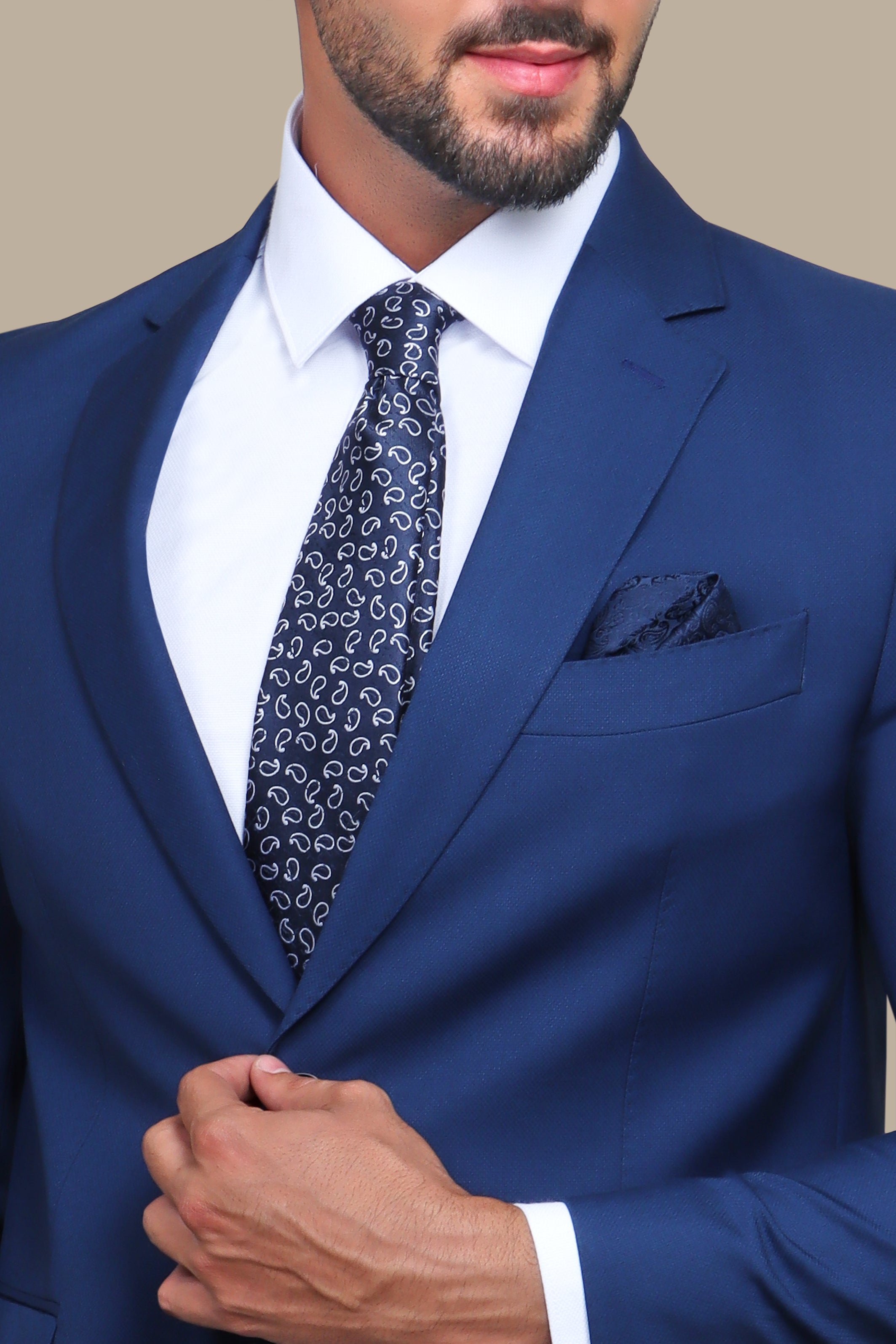 Indigo Notch Lapel Drop 4 Suit: Elevate Your Elegance