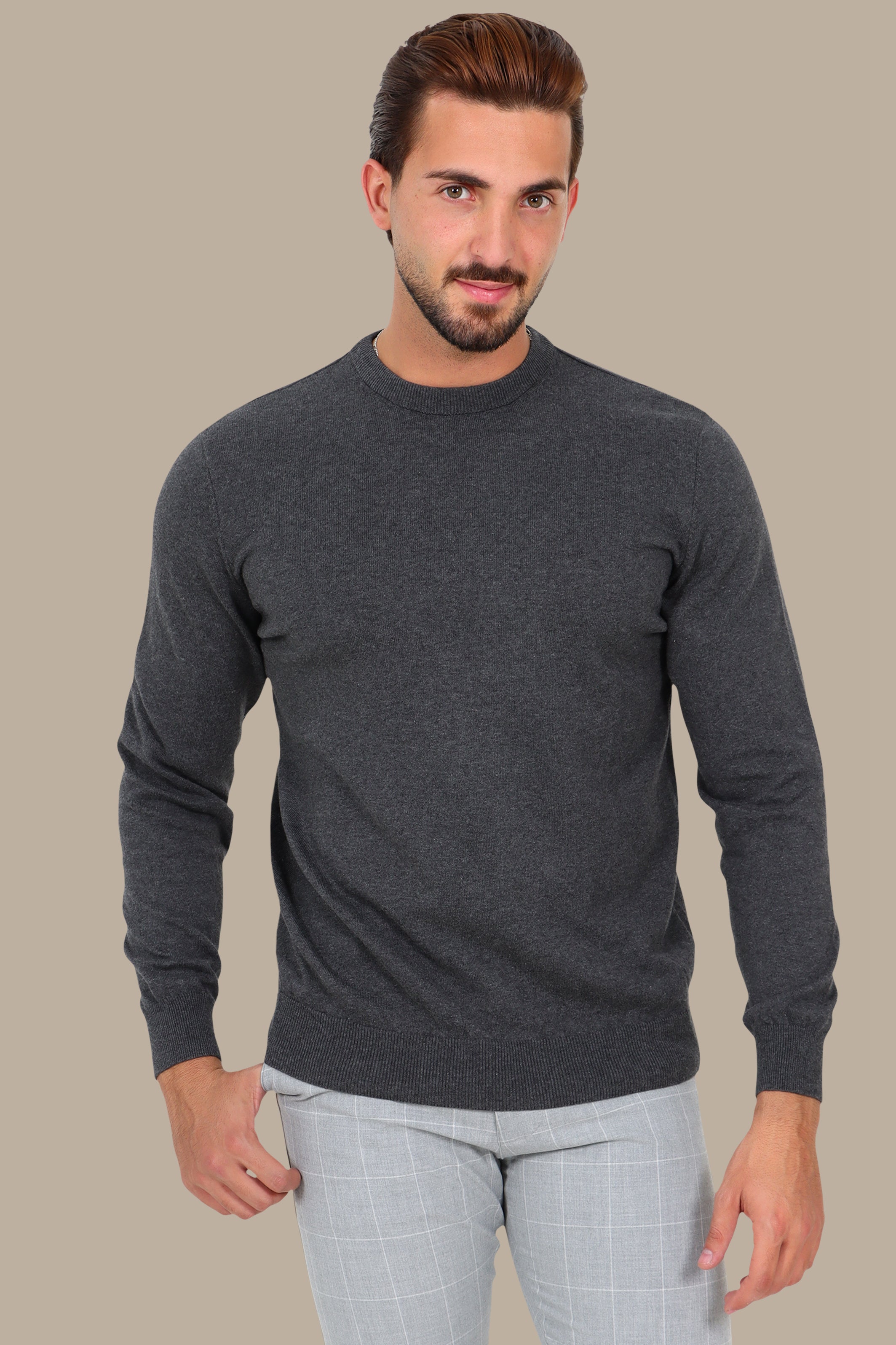 Grey Round Neck Sweater