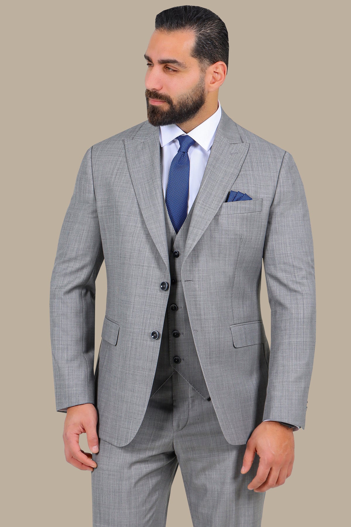 Light Grey Wool 3-Piece Suit