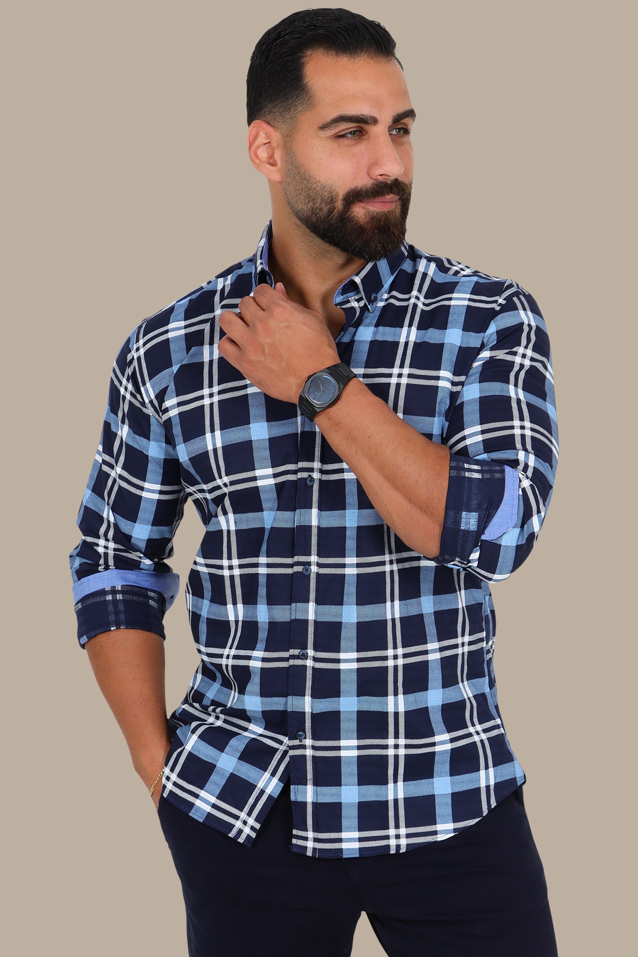 Light Blue Plain Button-Down Shirt