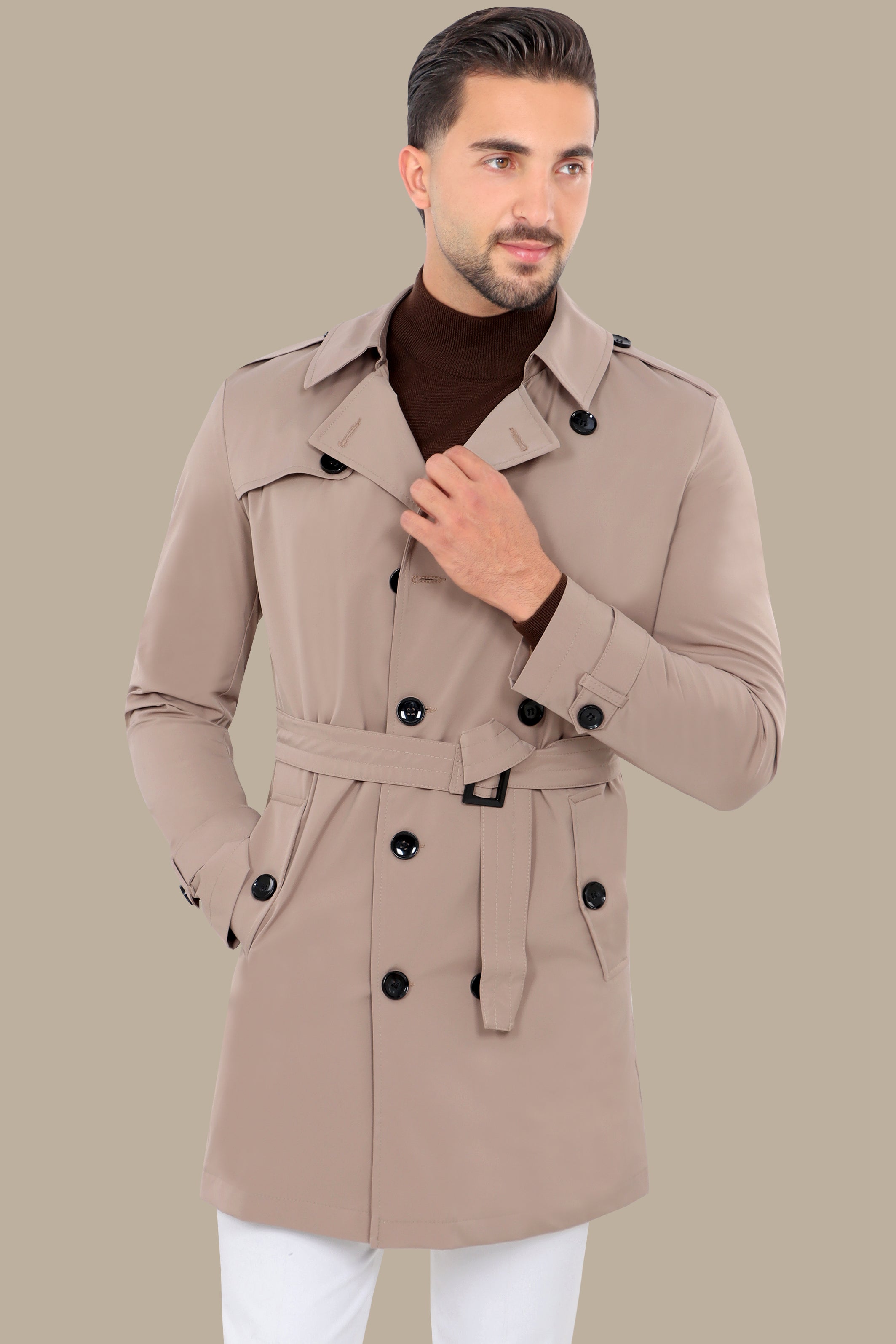 Classic Double-Breasted Beige Trench Coat