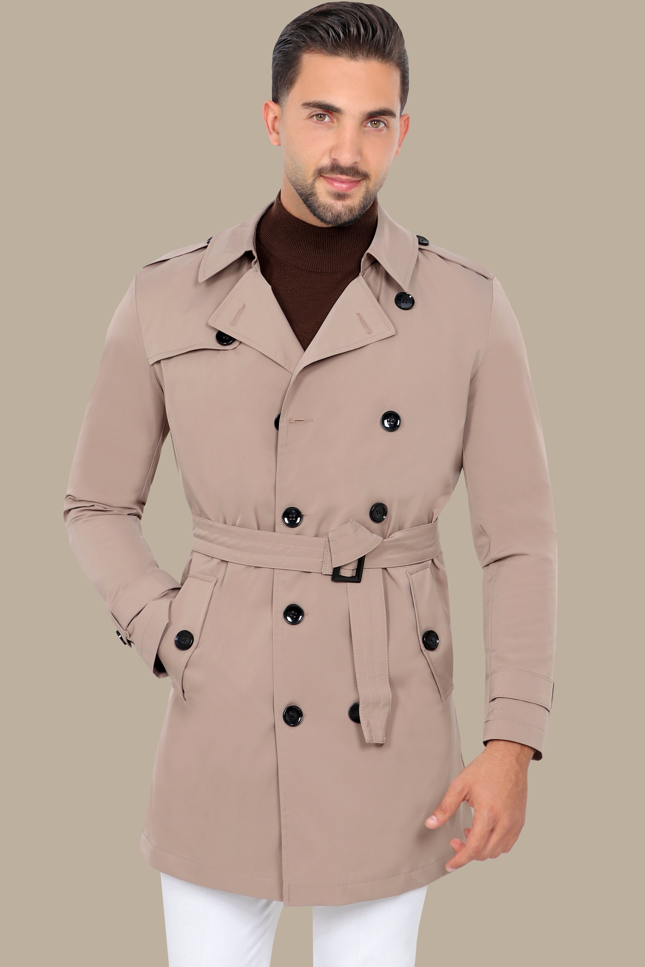 Classic Double-Breasted Beige Trench Coat