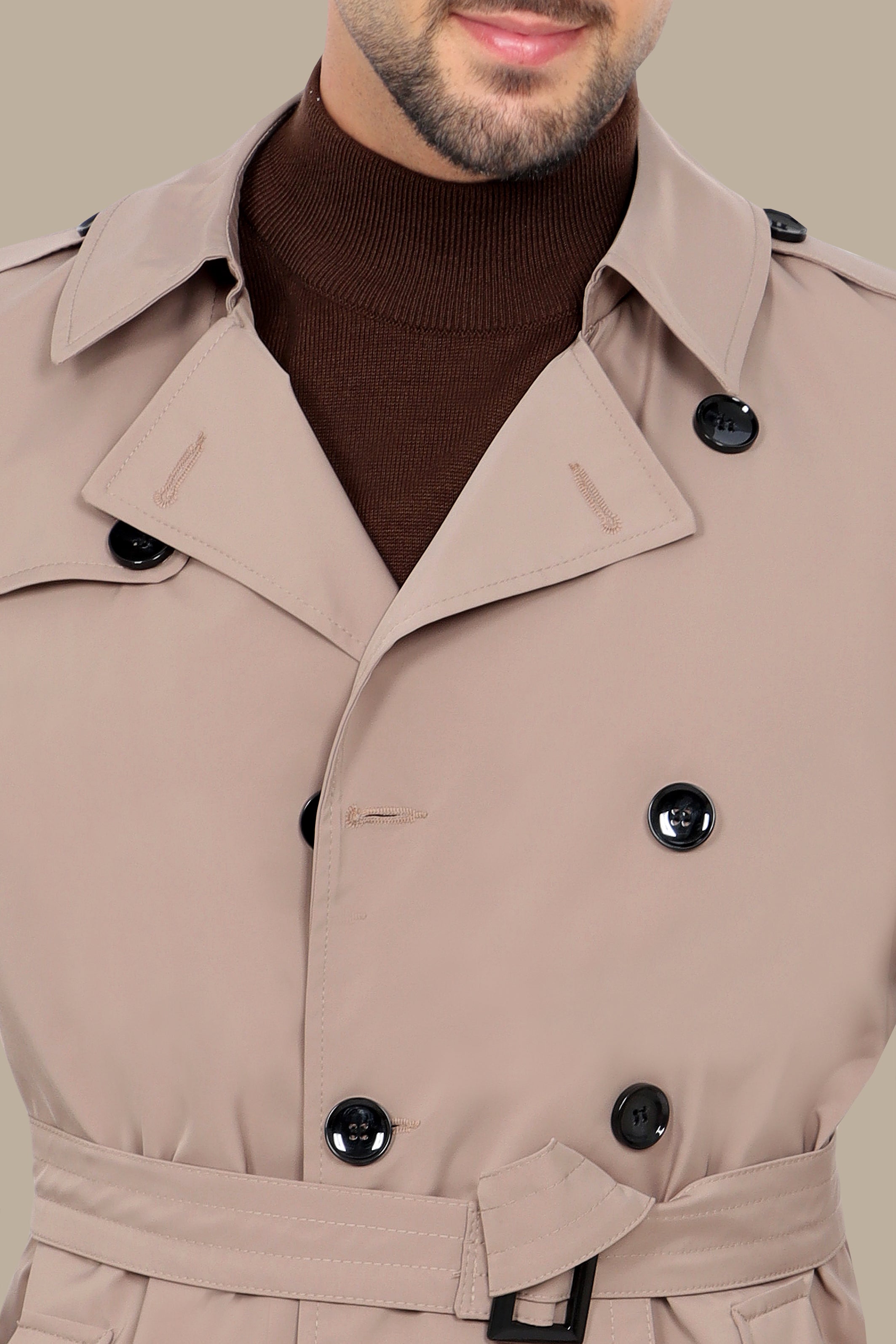 Classic Double-Breasted Beige Trench Coat