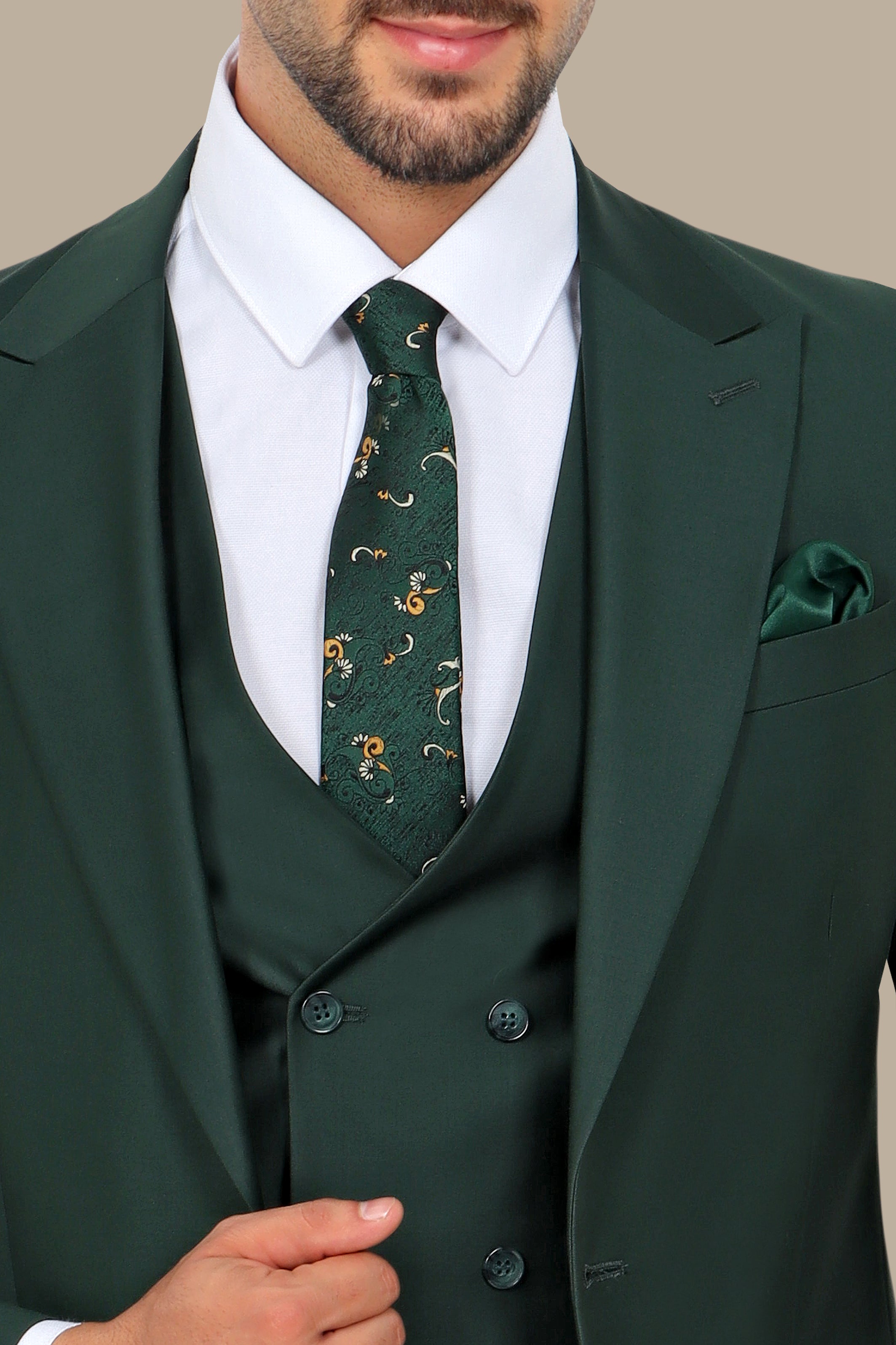 Emerald Elegance: The Peak Plain 3-Piece Green Suit