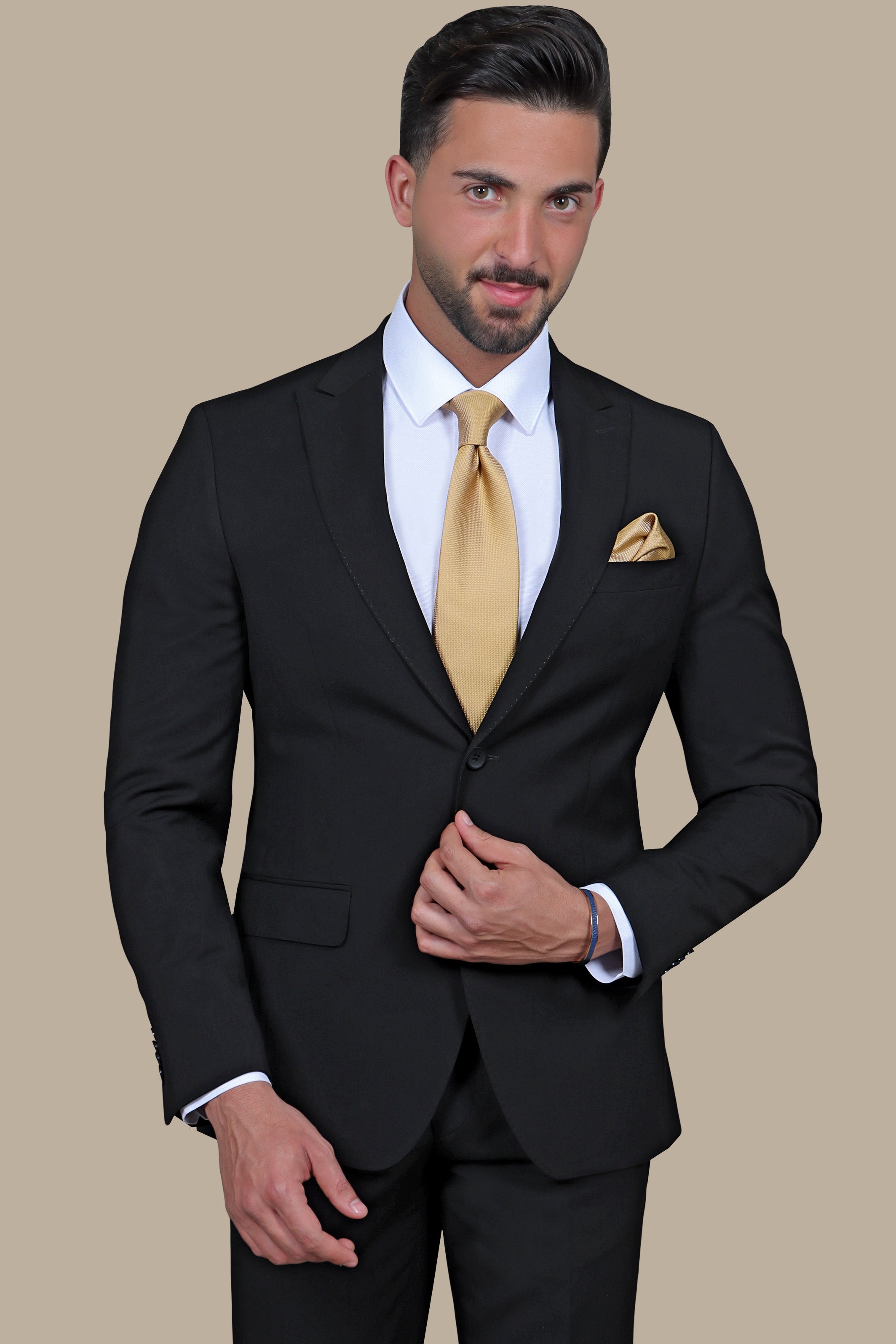 Classic Elegance: Black Plain Peak Graduation Suit