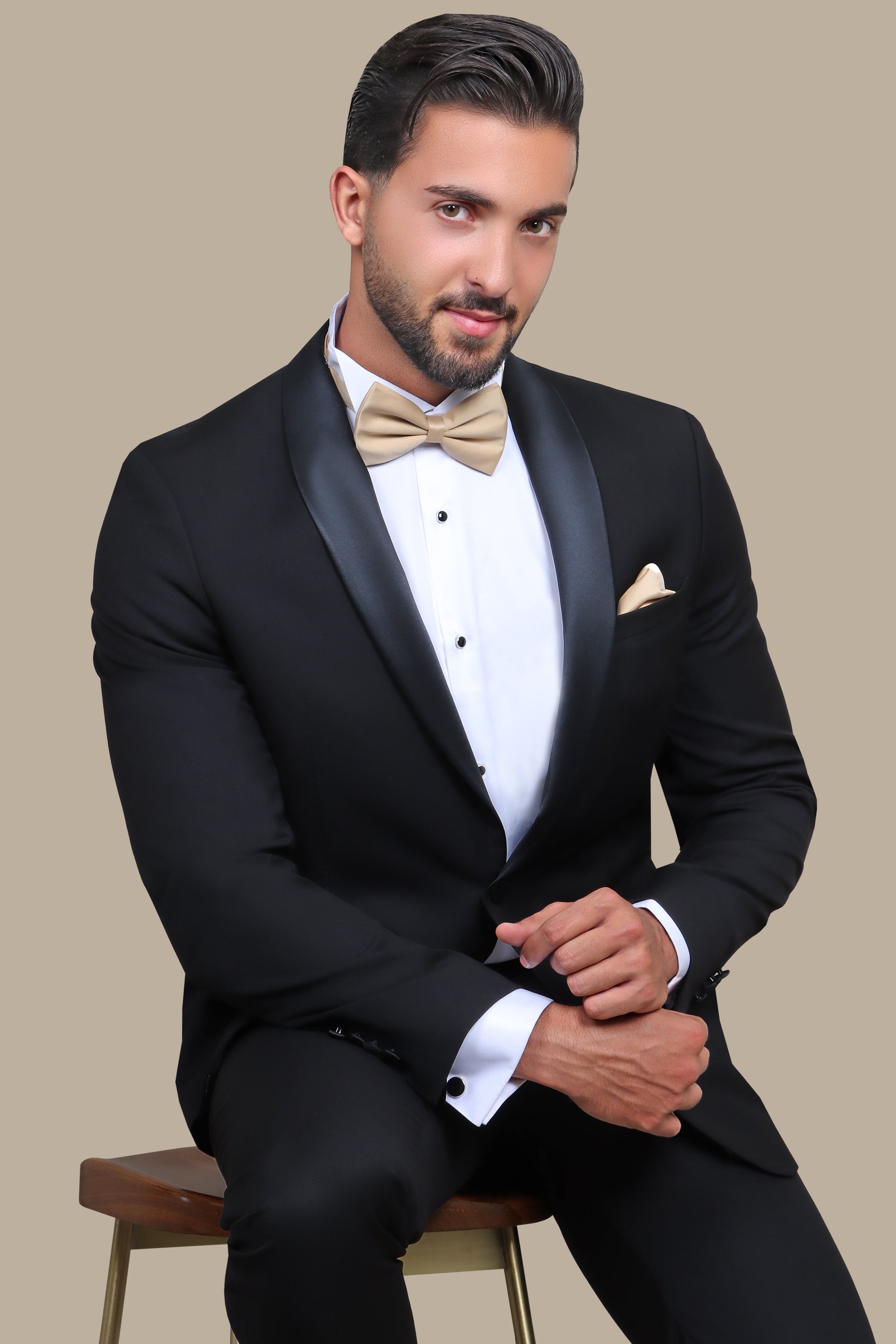 Classic Black Col Chale Tuxedo: Timeless Elegance in Modern Form