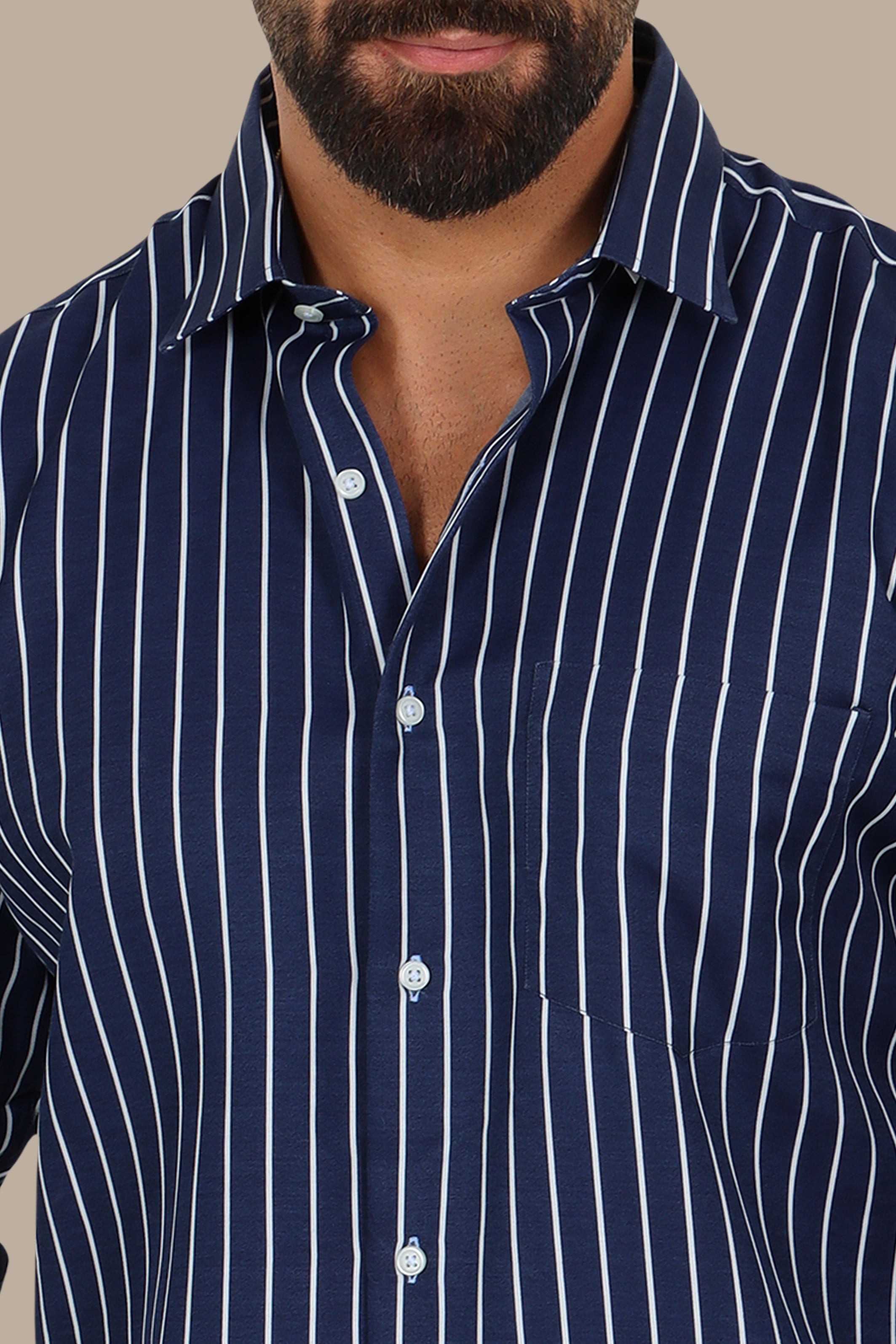 Classic Pinstripe Shirt in Navy