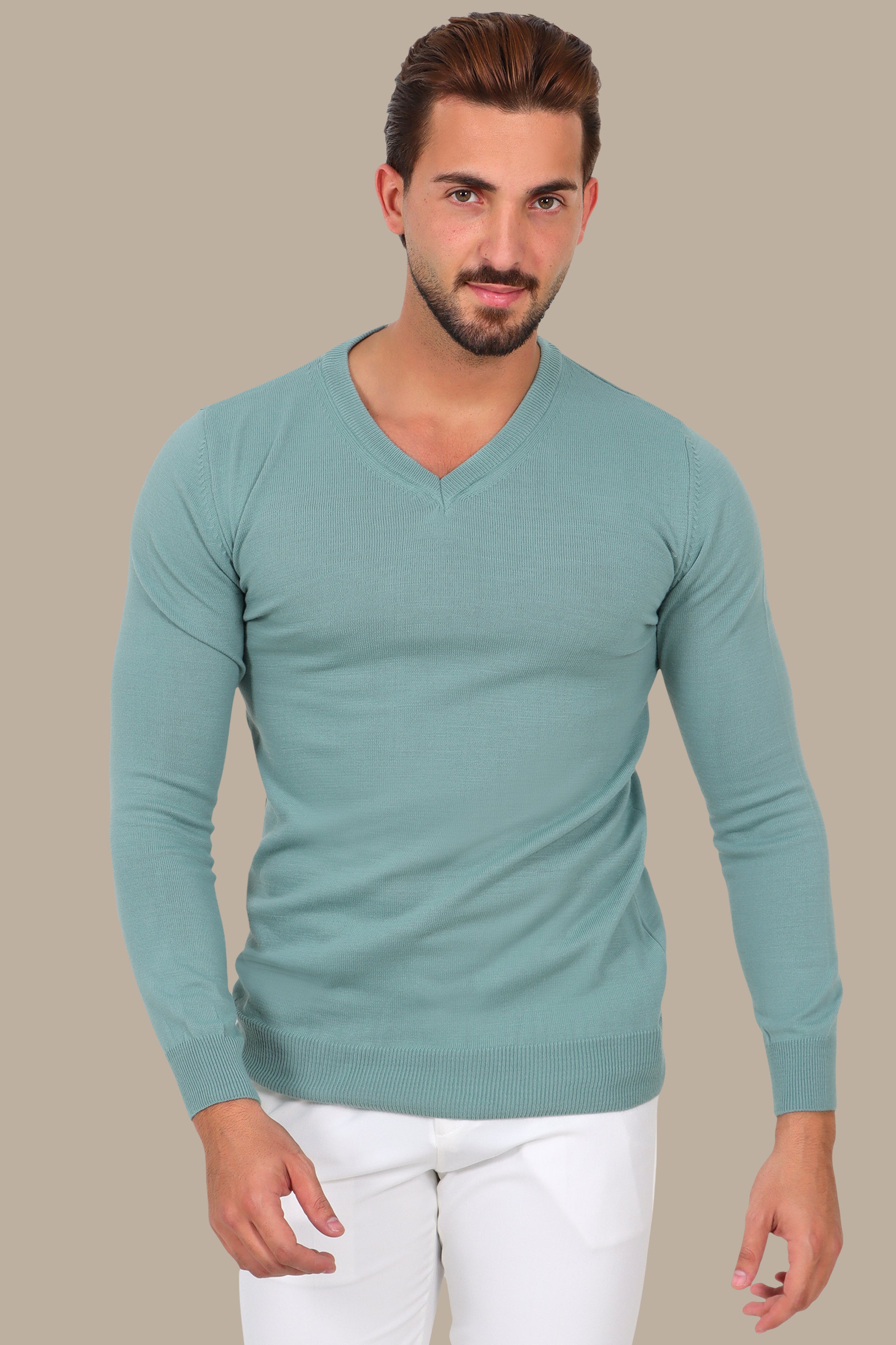 Mint V-Neck Basic Sweater