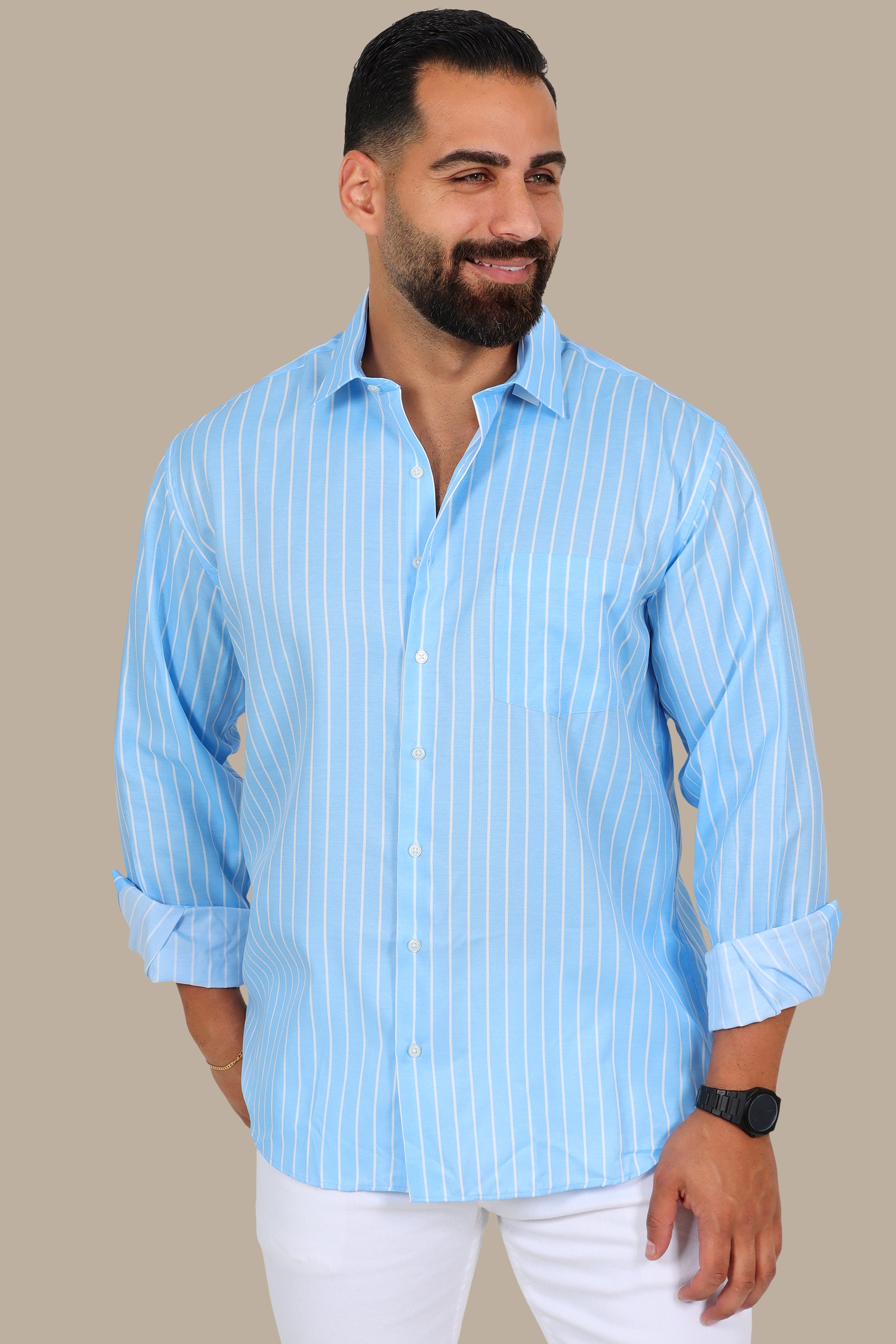 Light Blue Pinstripe Button-Down Shirt