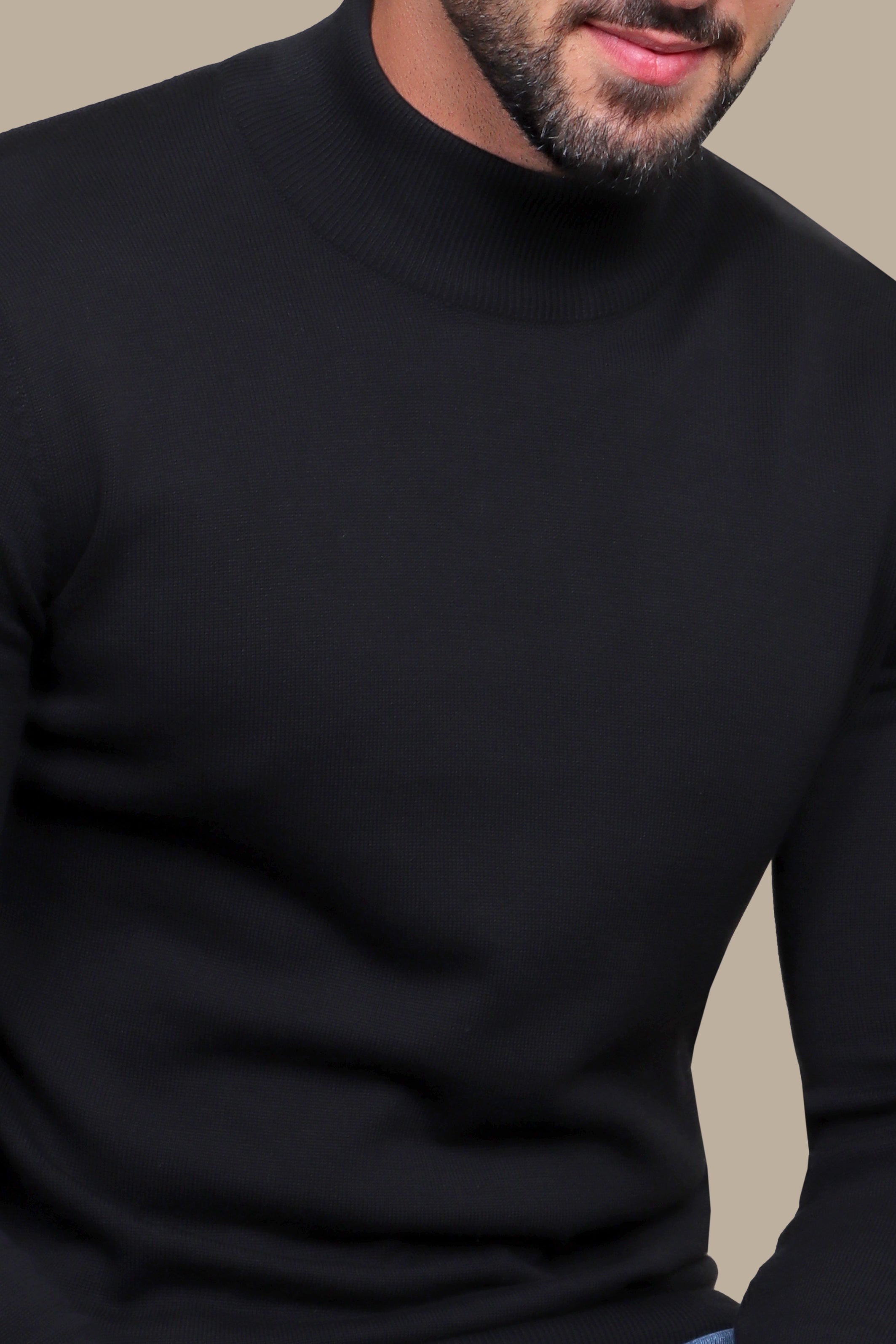 Black Elegance: High Neck Basic Sweater