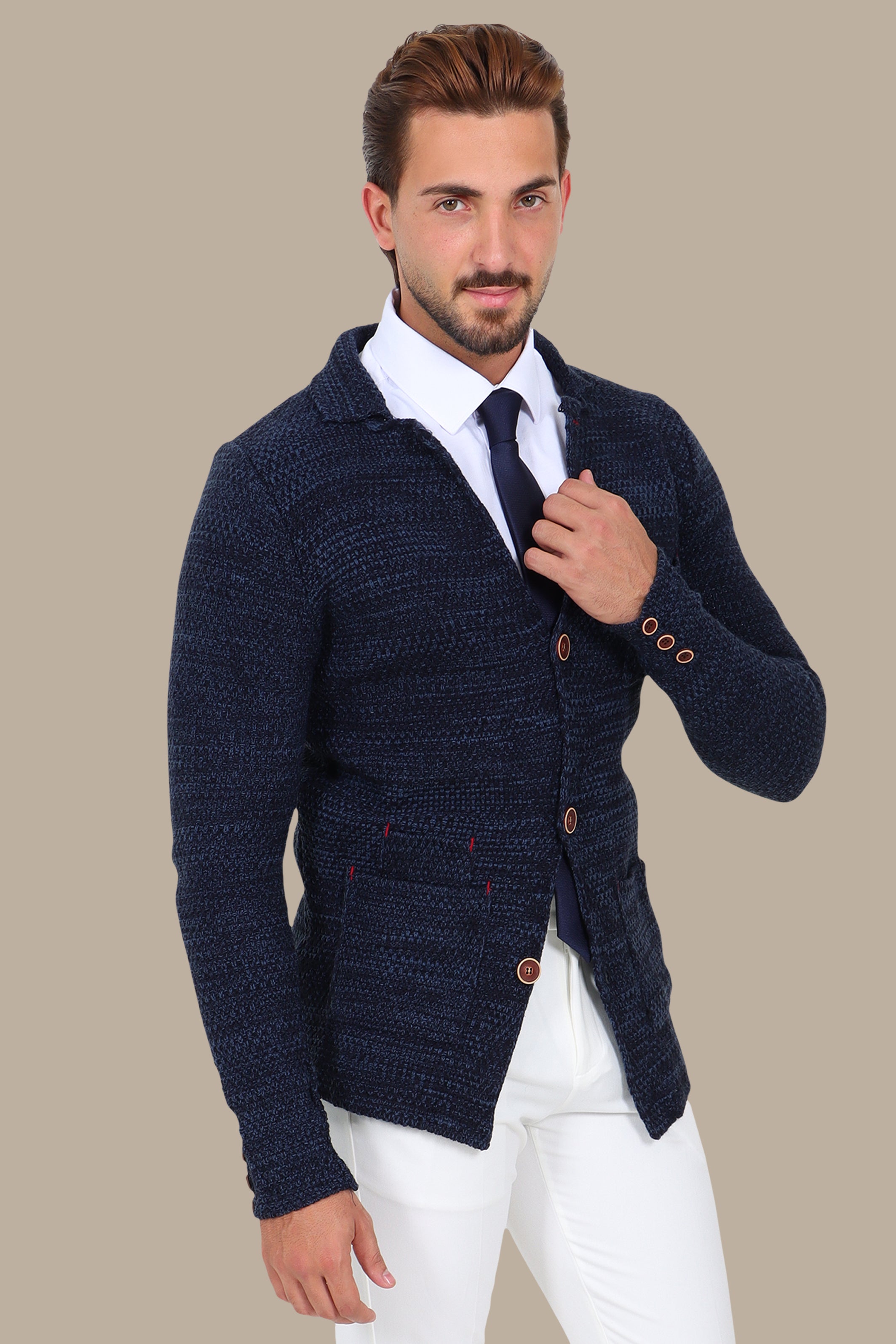 Blue Mercerized Mons Cardigan
