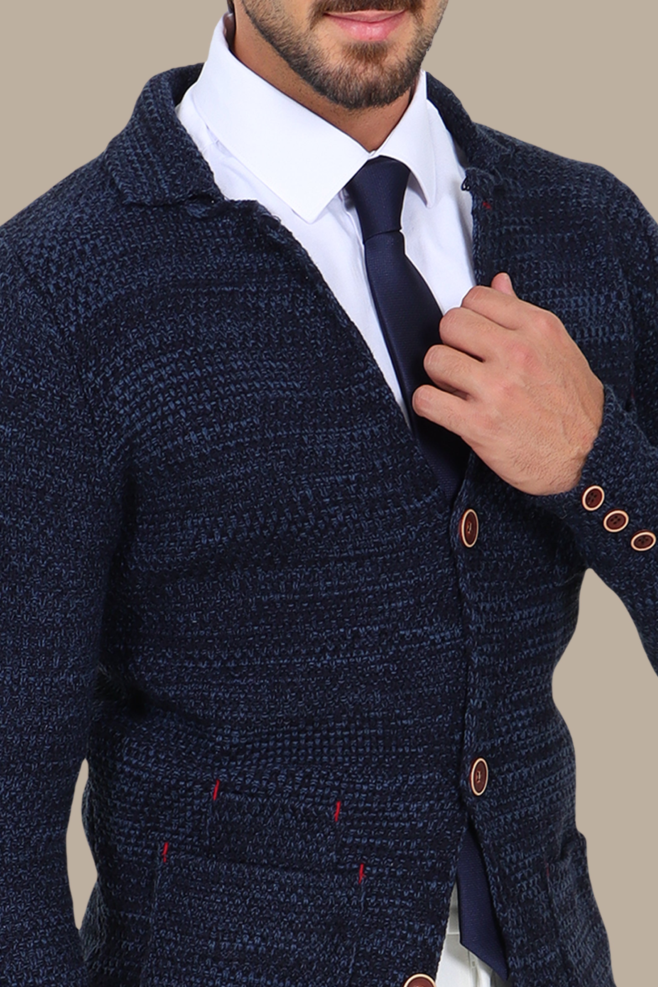 Blue Mercerized Mons Cardigan