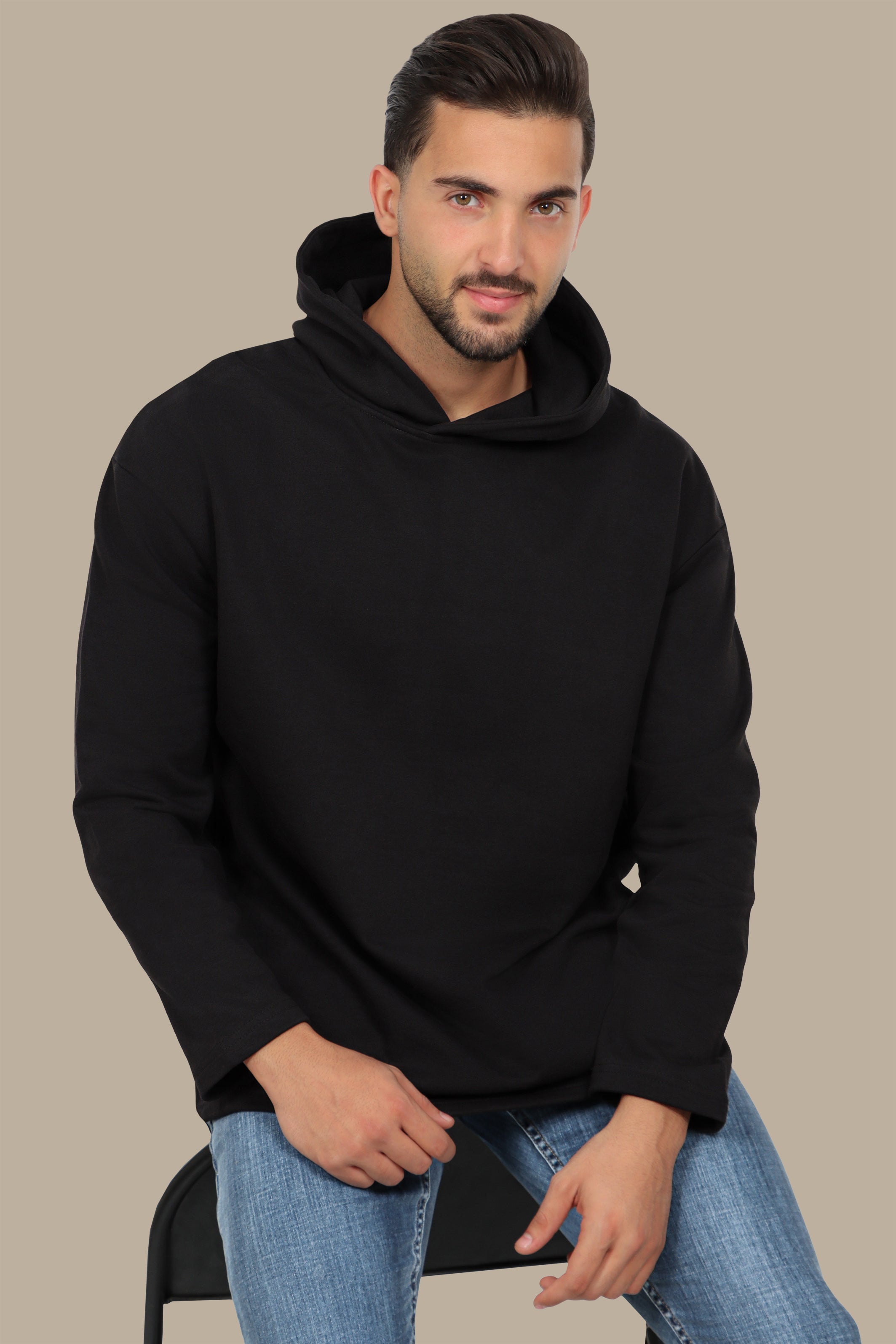 Timeless Elegance: Black Plain Basic Hoody