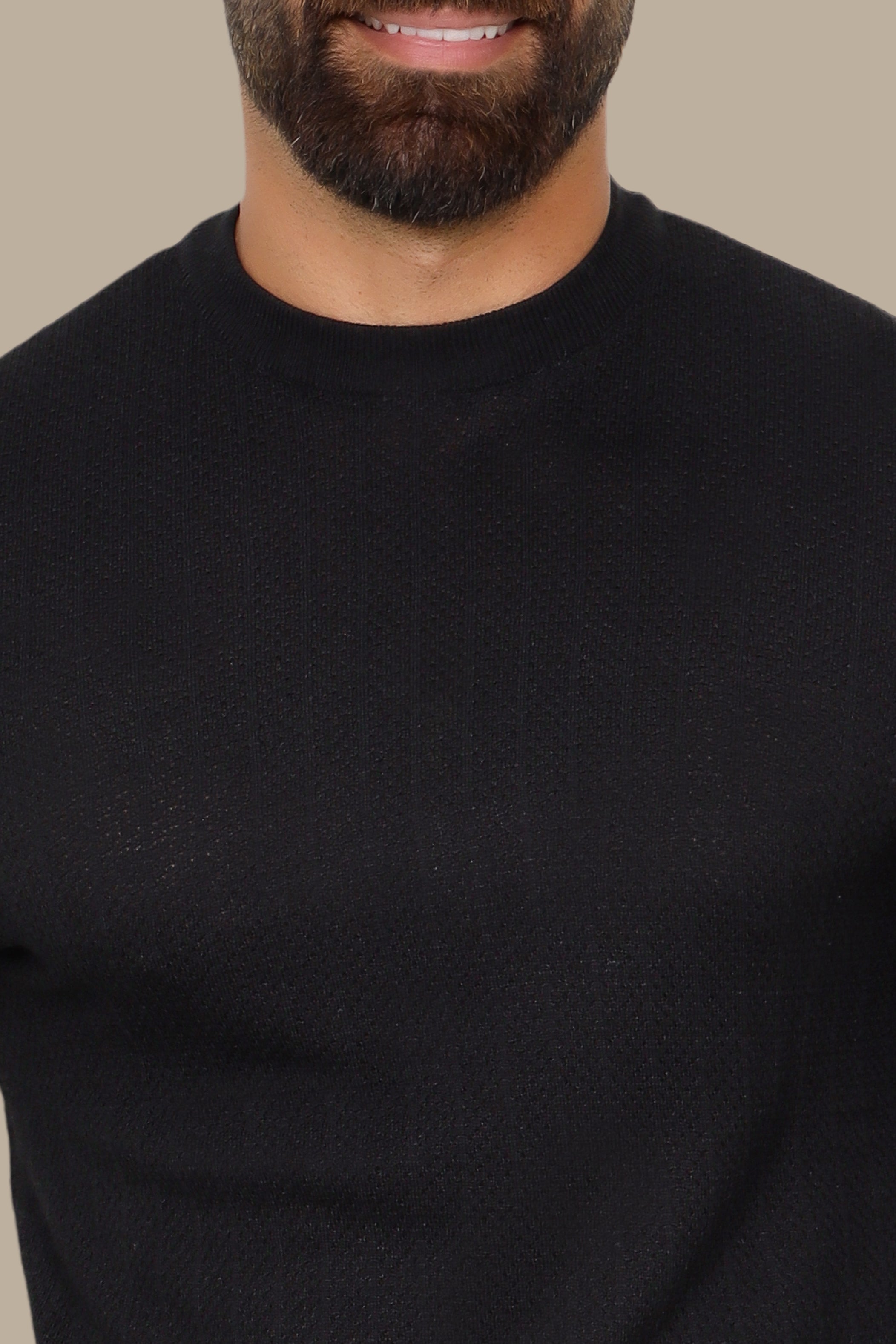 Black & Bold: Striped Round Neck Structured Sweater