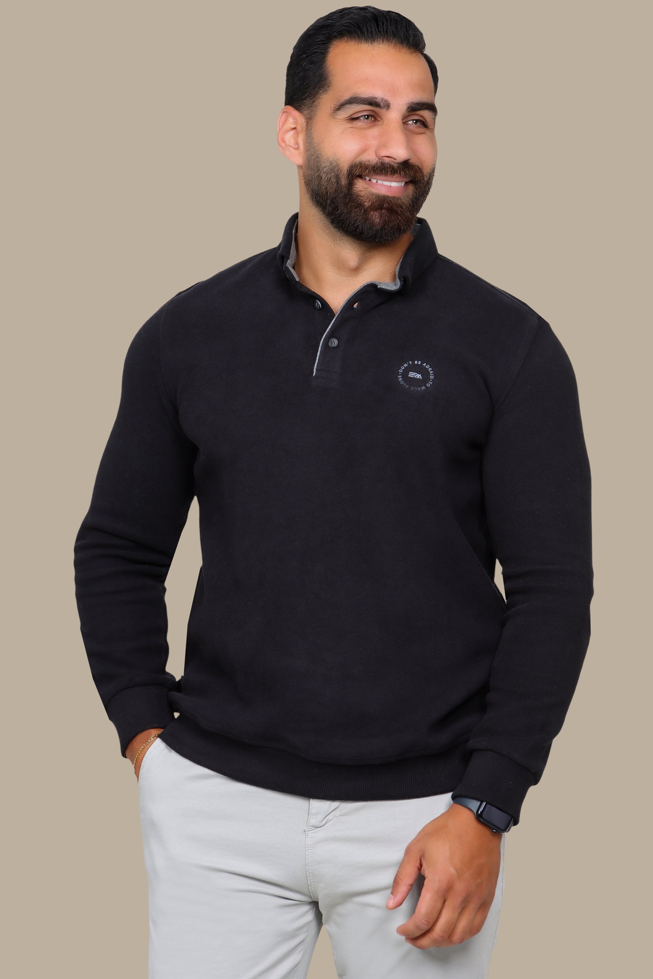 Sleek Elegance: Black Velvet Polo
