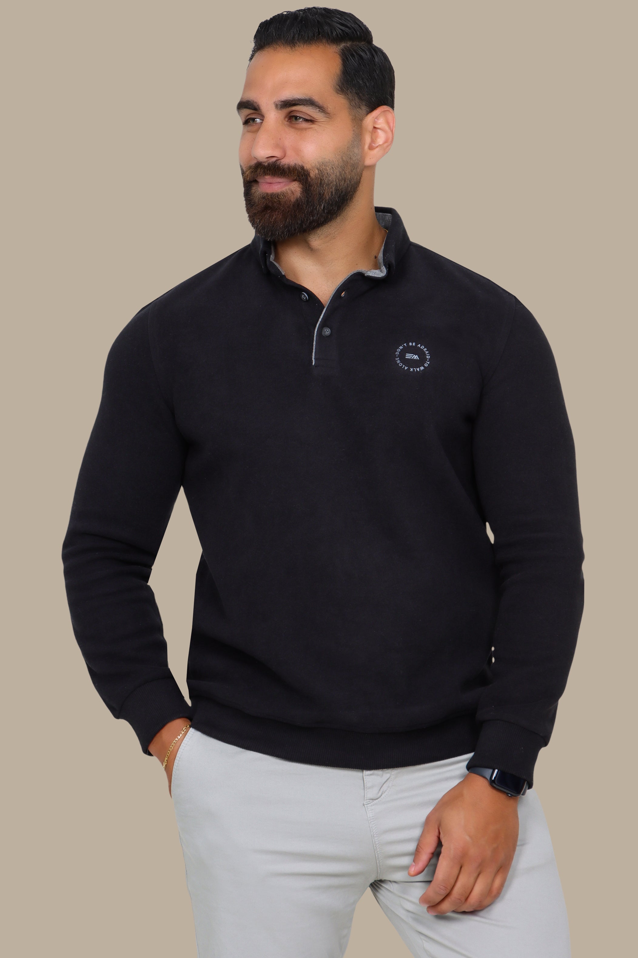 Sleek Elegance: Black Velvet Polo