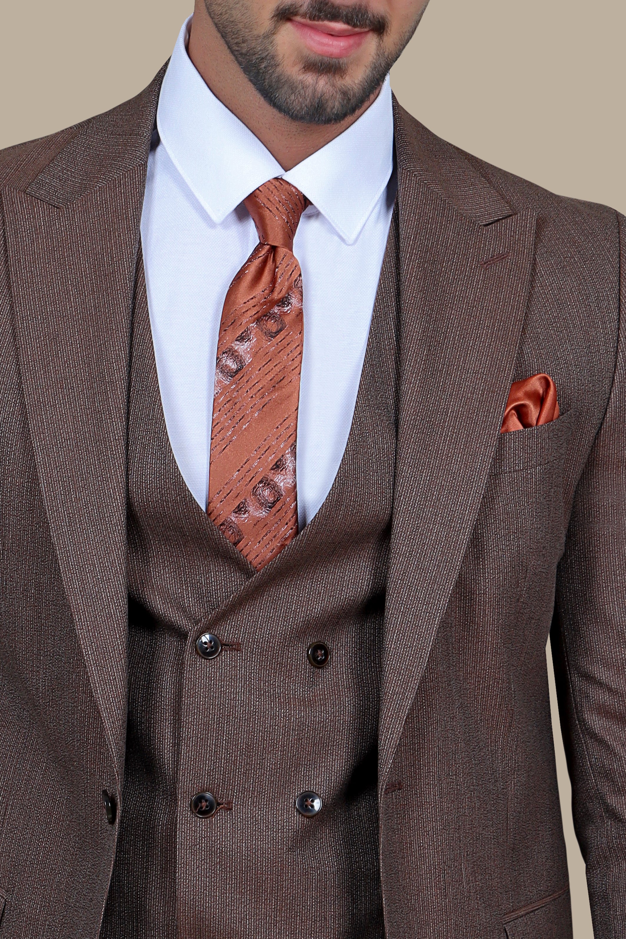 Classic Havan Stripe Peak 3-Piece Suit: Timeless Elegance in Every Thread