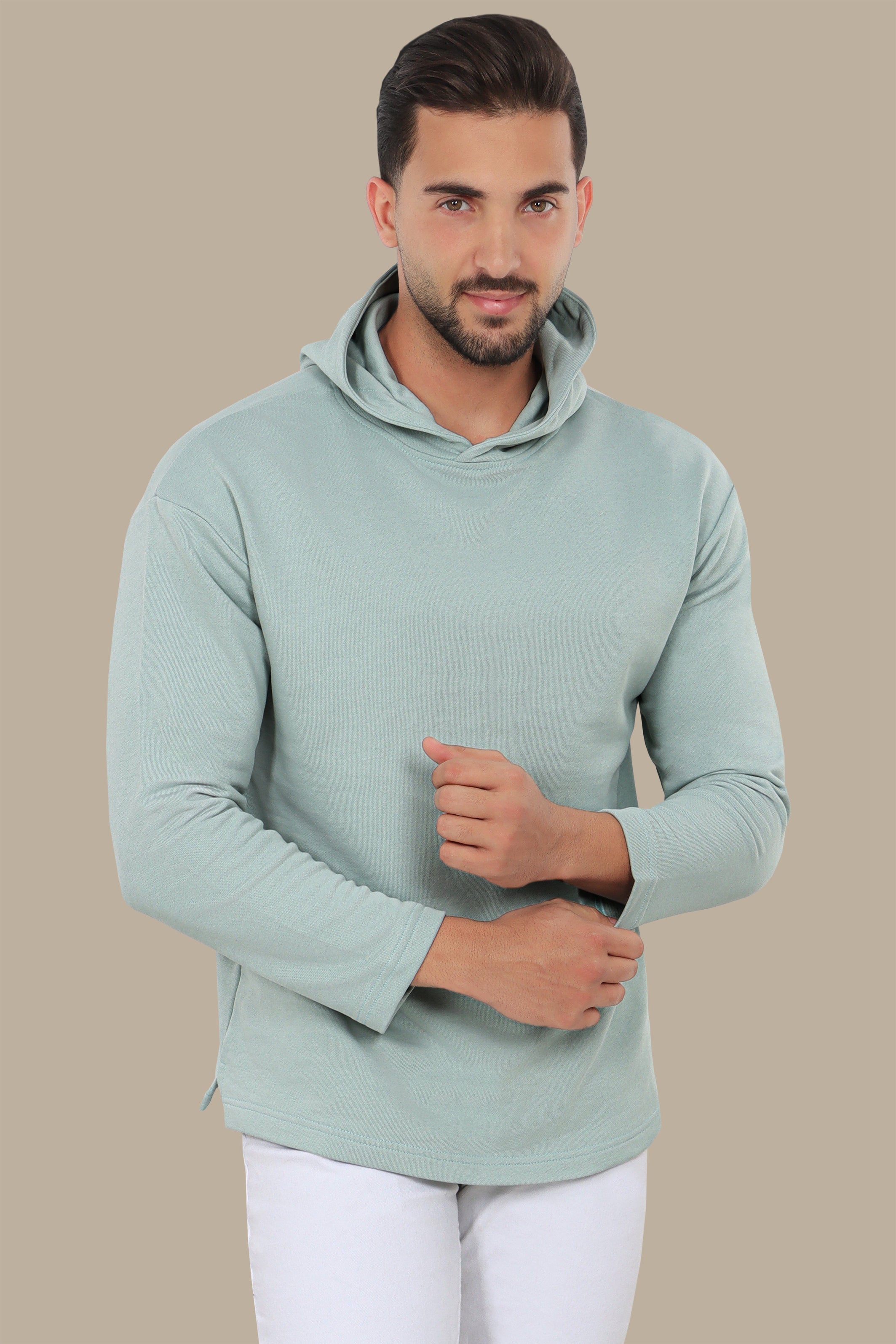 Essential Comfort Light Green Basic Sweatshirt Hoodie