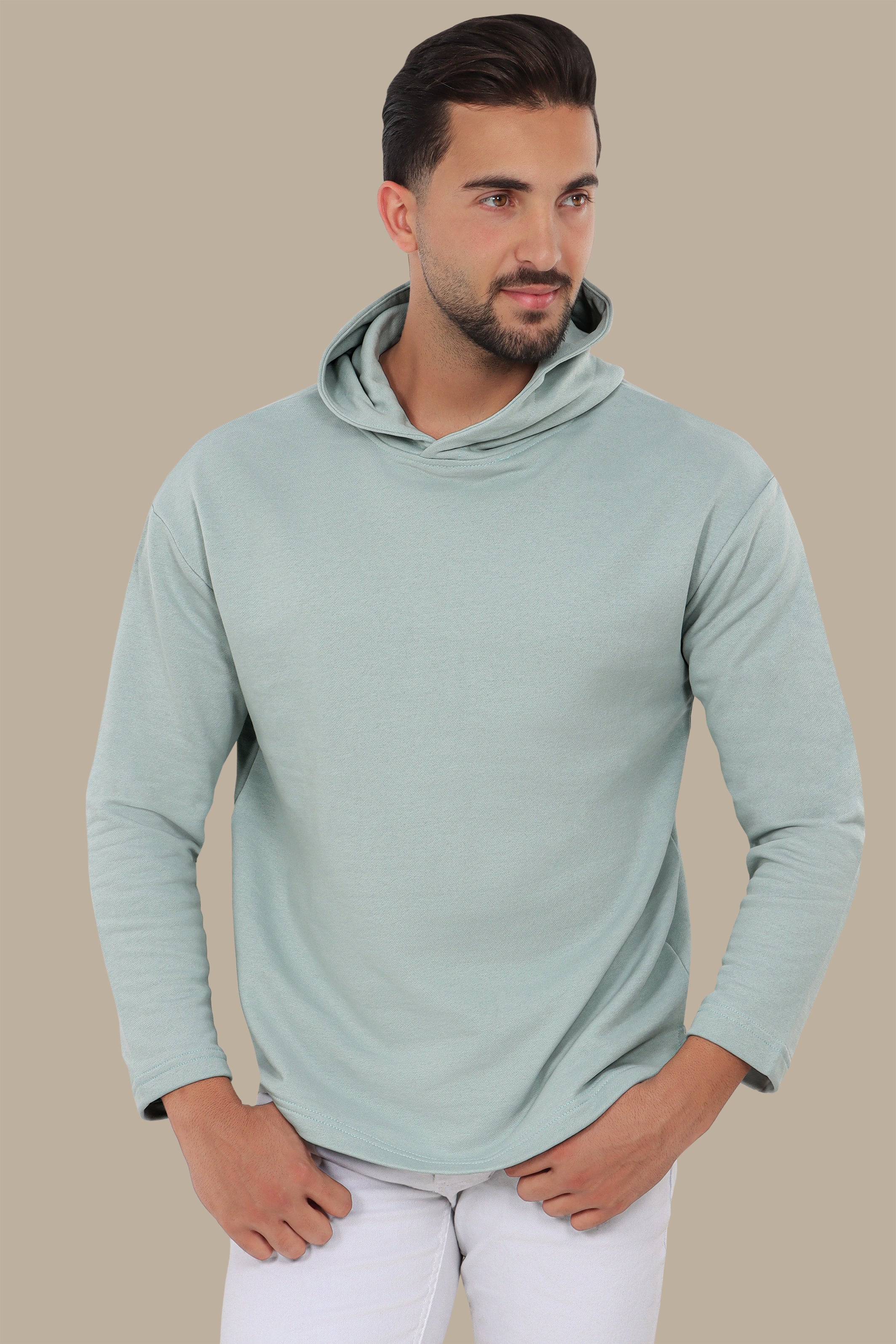 Essential Comfort Light Green Basic Sweatshirt Hoodie