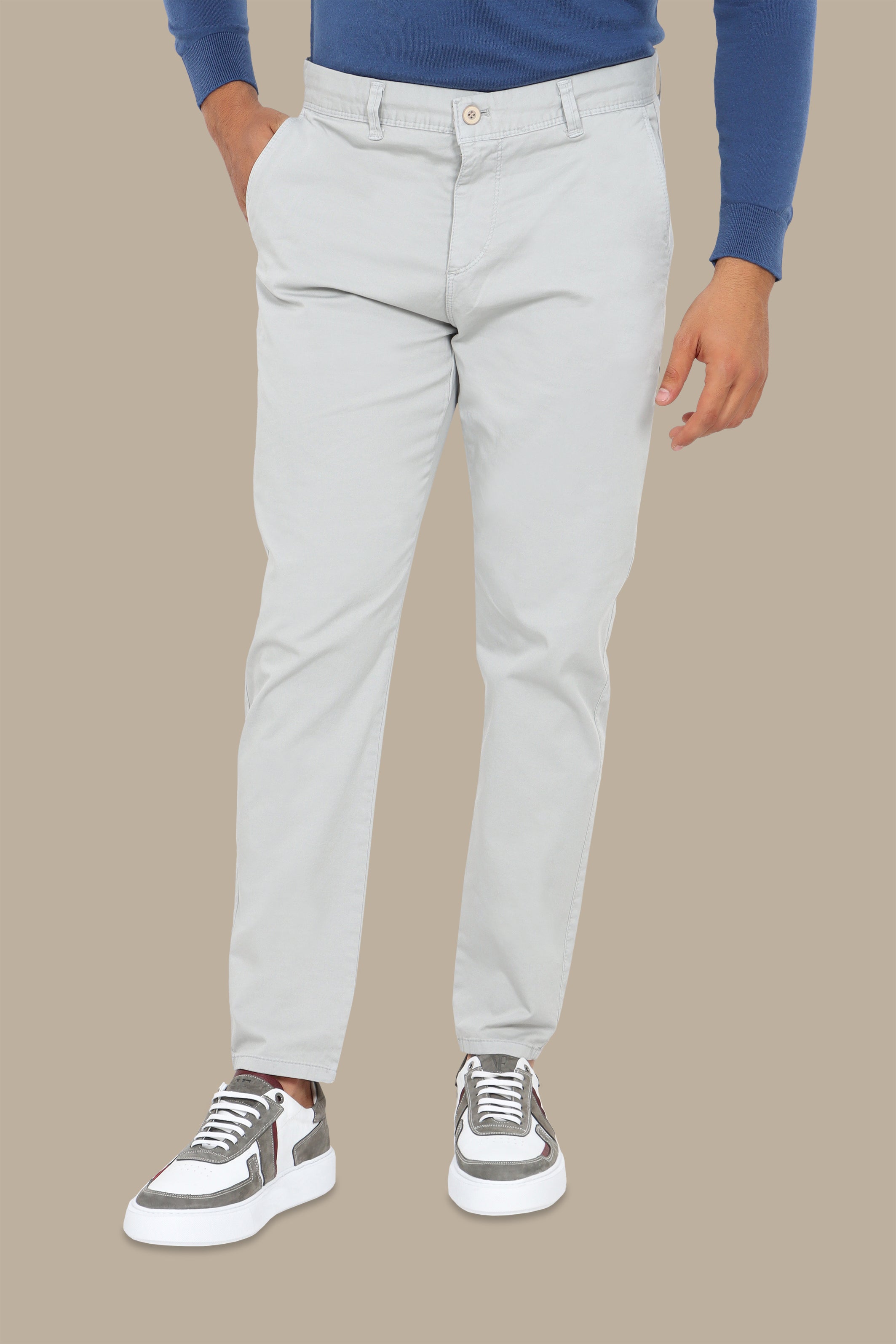 Light Grey Plain Chinos