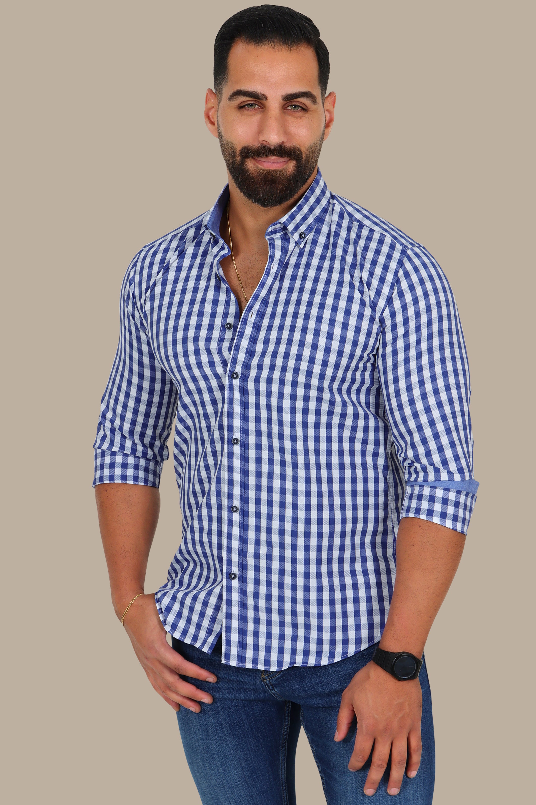 Blue Gingham Shirt – Button Down