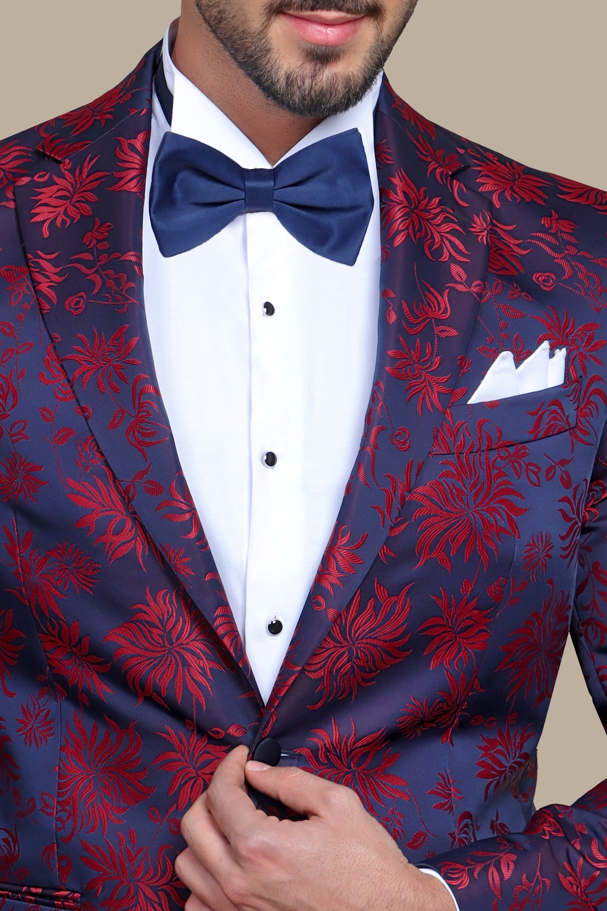 Crimson Petals: Blazer FV Special Jacquard Collection