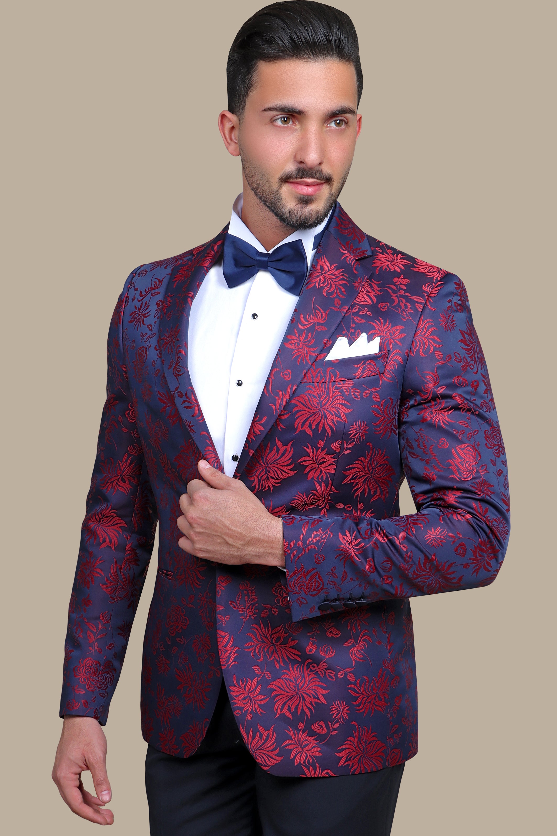 Crimson Petals: Blazer FV Special Jacquard Collection