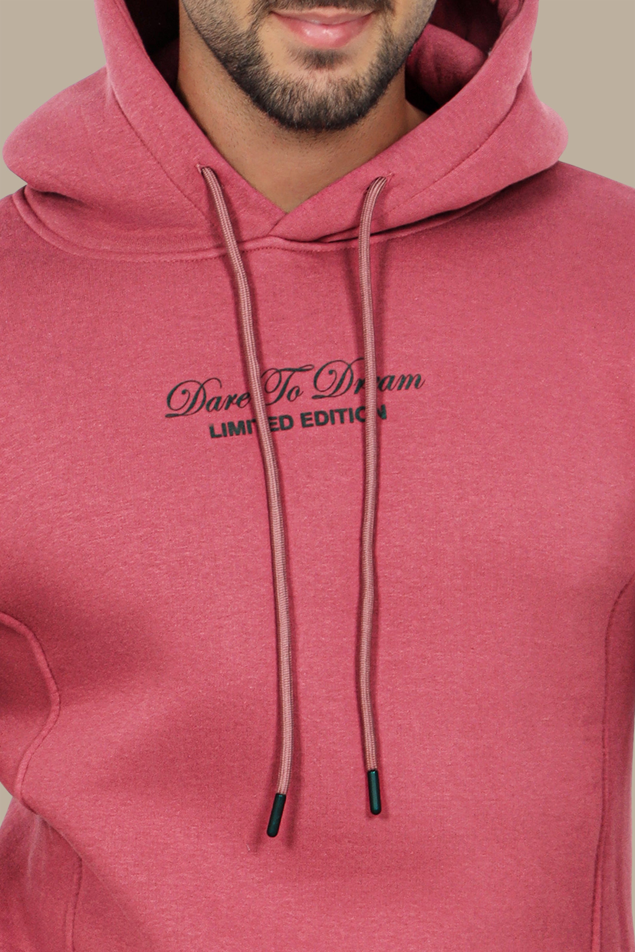 Dreamscape: Oversized Dark Pink Printed Hoodie