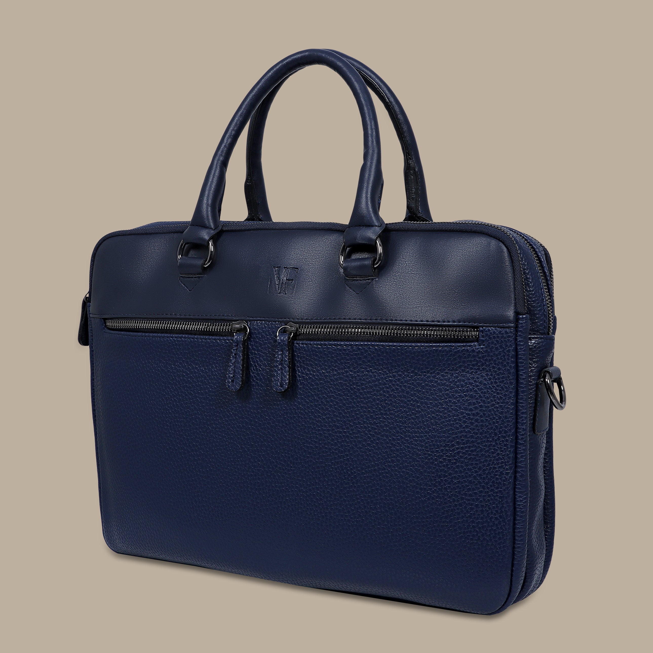 Navy Laptop Bag with 3 Zippers: Versatile Storage for the On-the-Go Professional