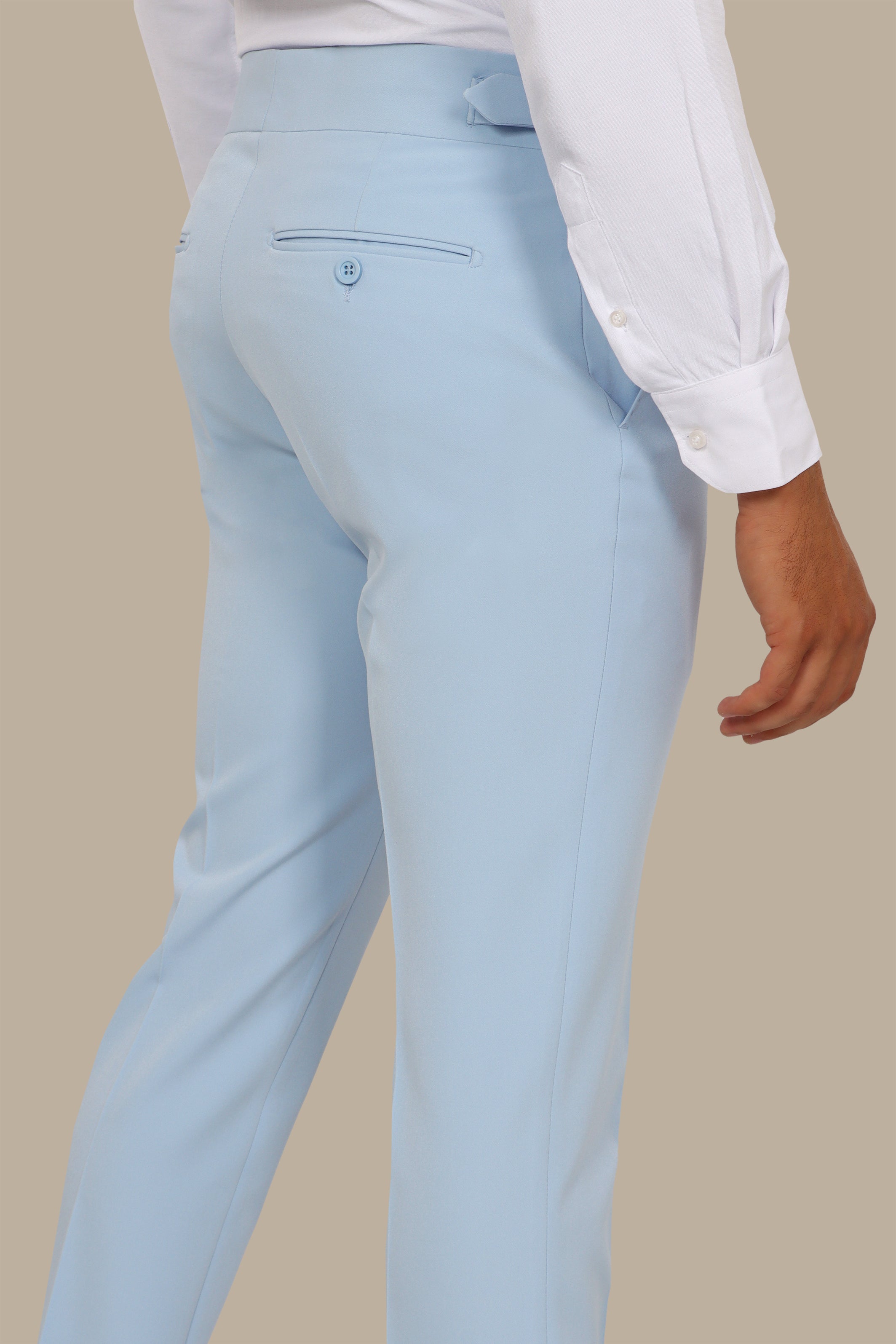 Light Blue Classic Pants with Side Buckle