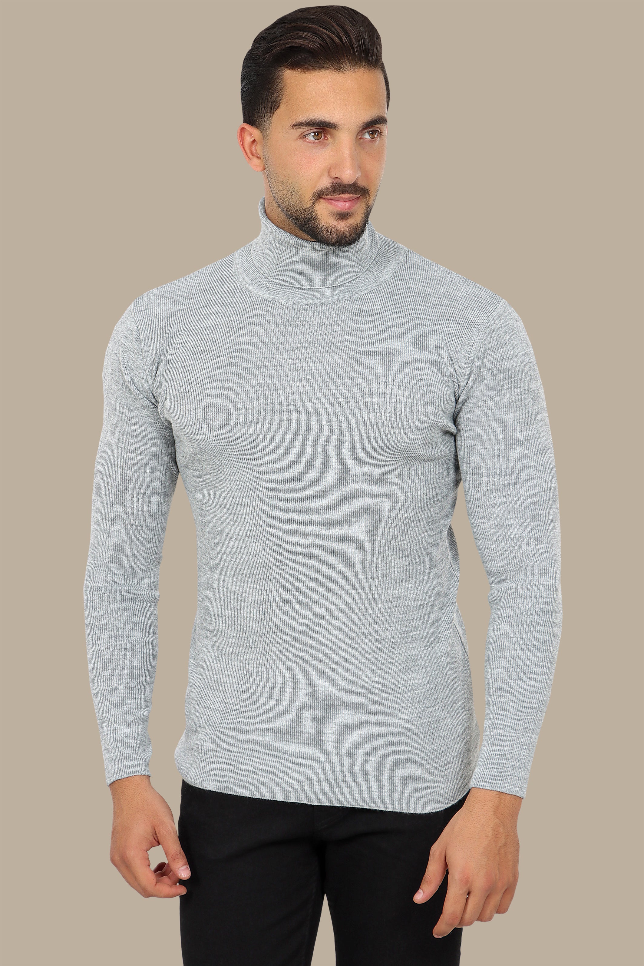 Grey Turtleneck Sweater