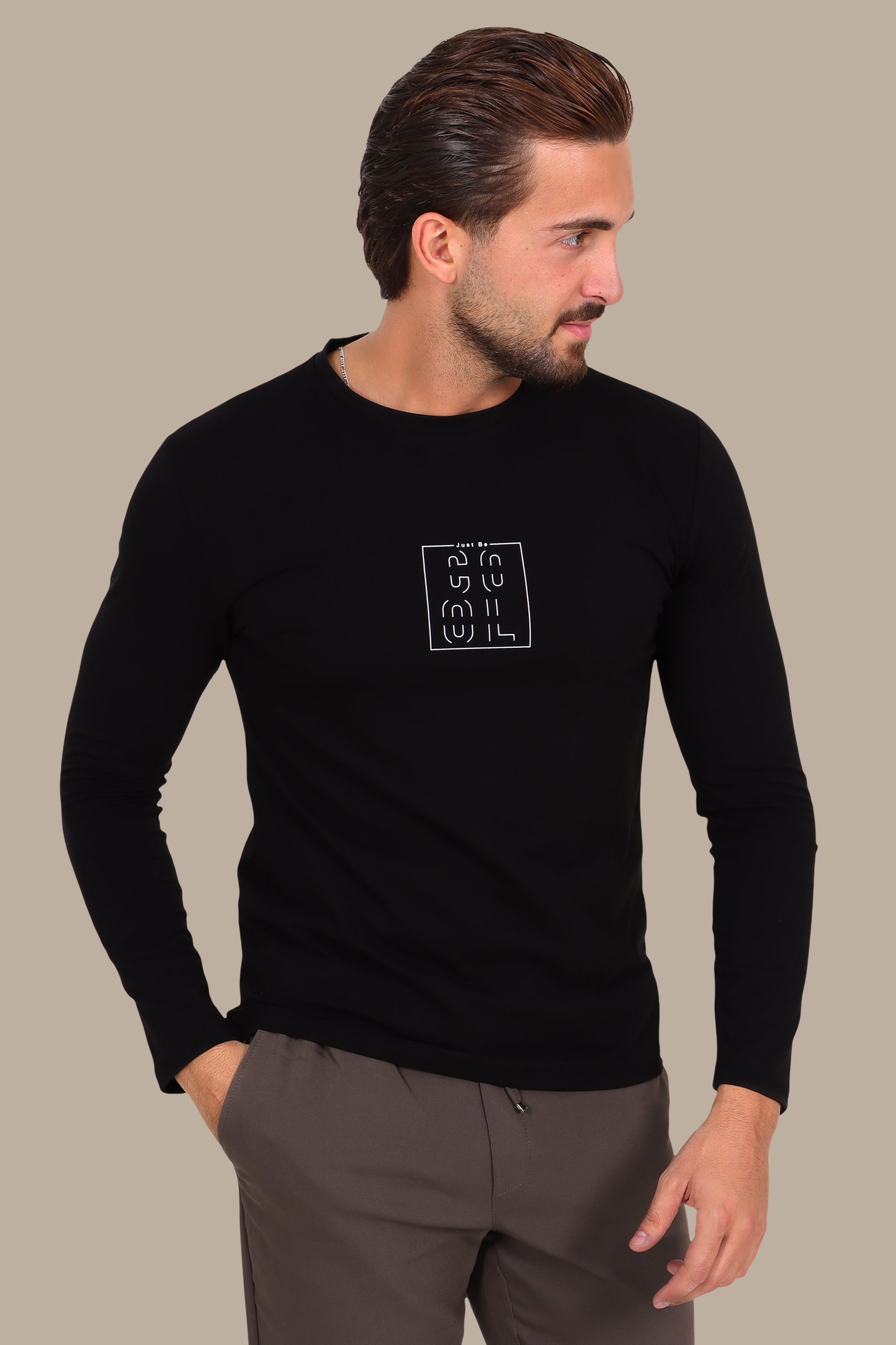 Black “Just Be Cool” Printed Long Sleeve