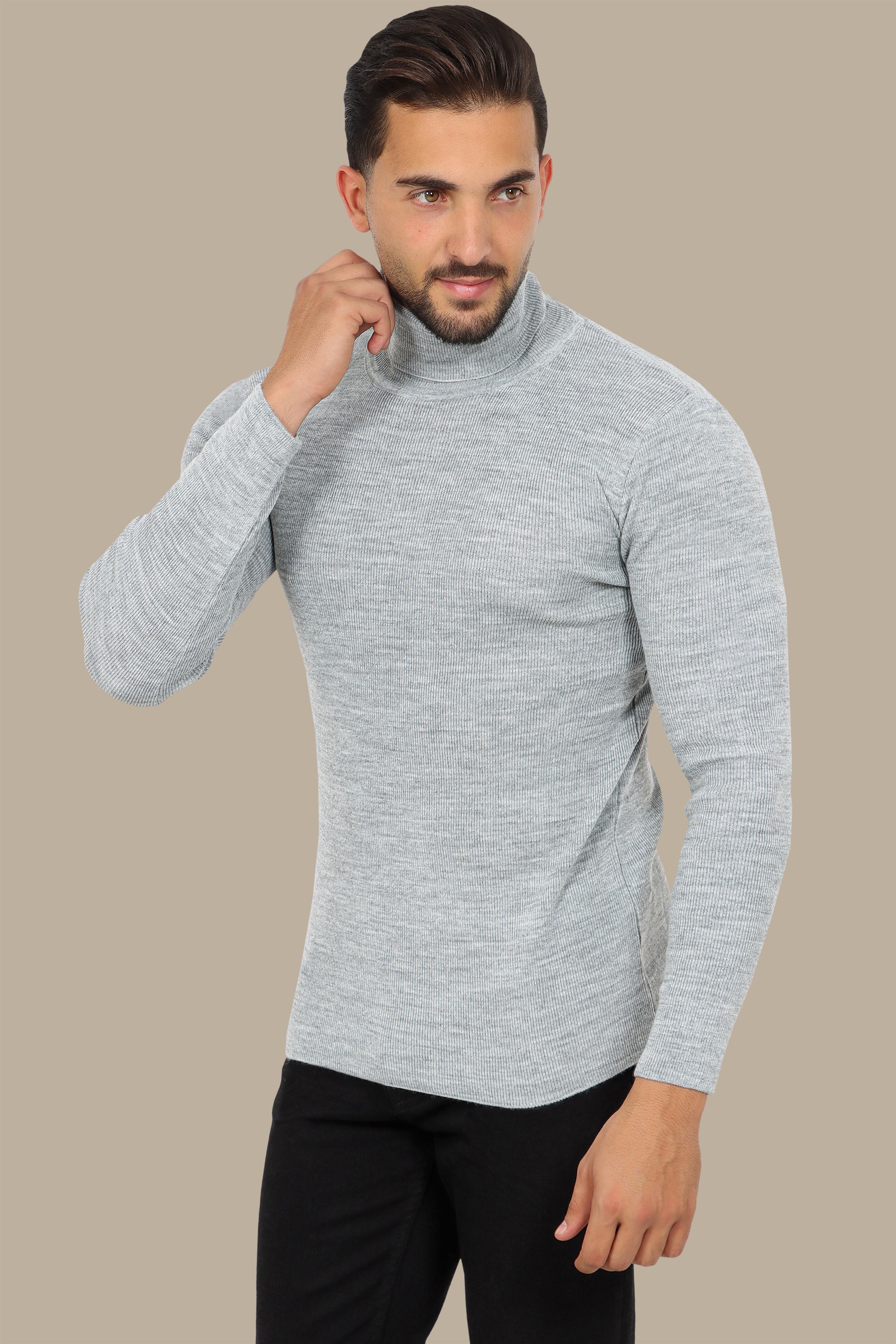 Grey Turtleneck Sweater