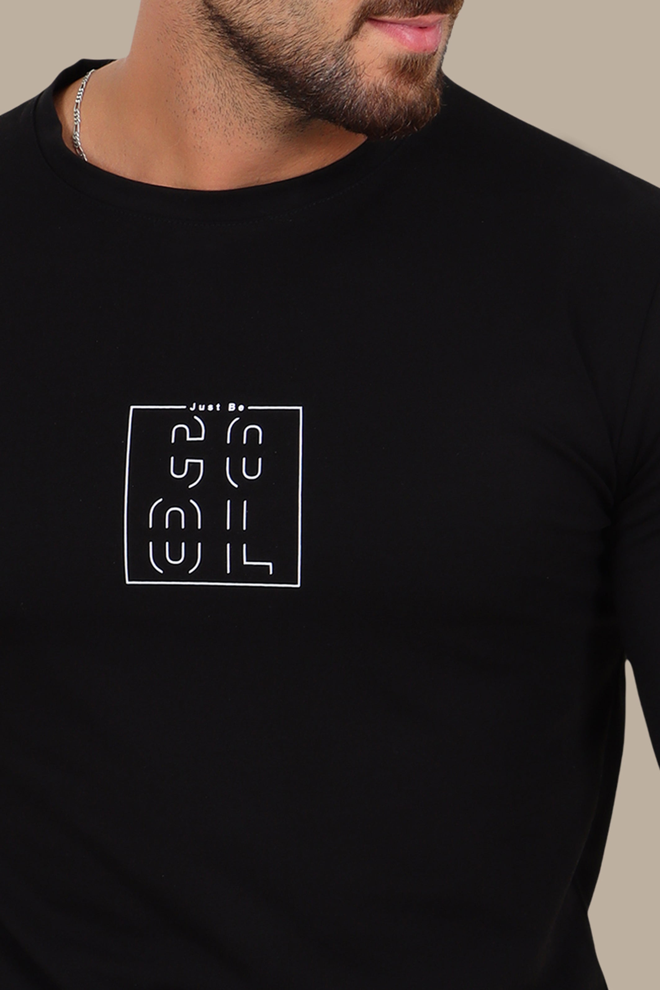 Black “Just Be Cool” Printed Long Sleeve